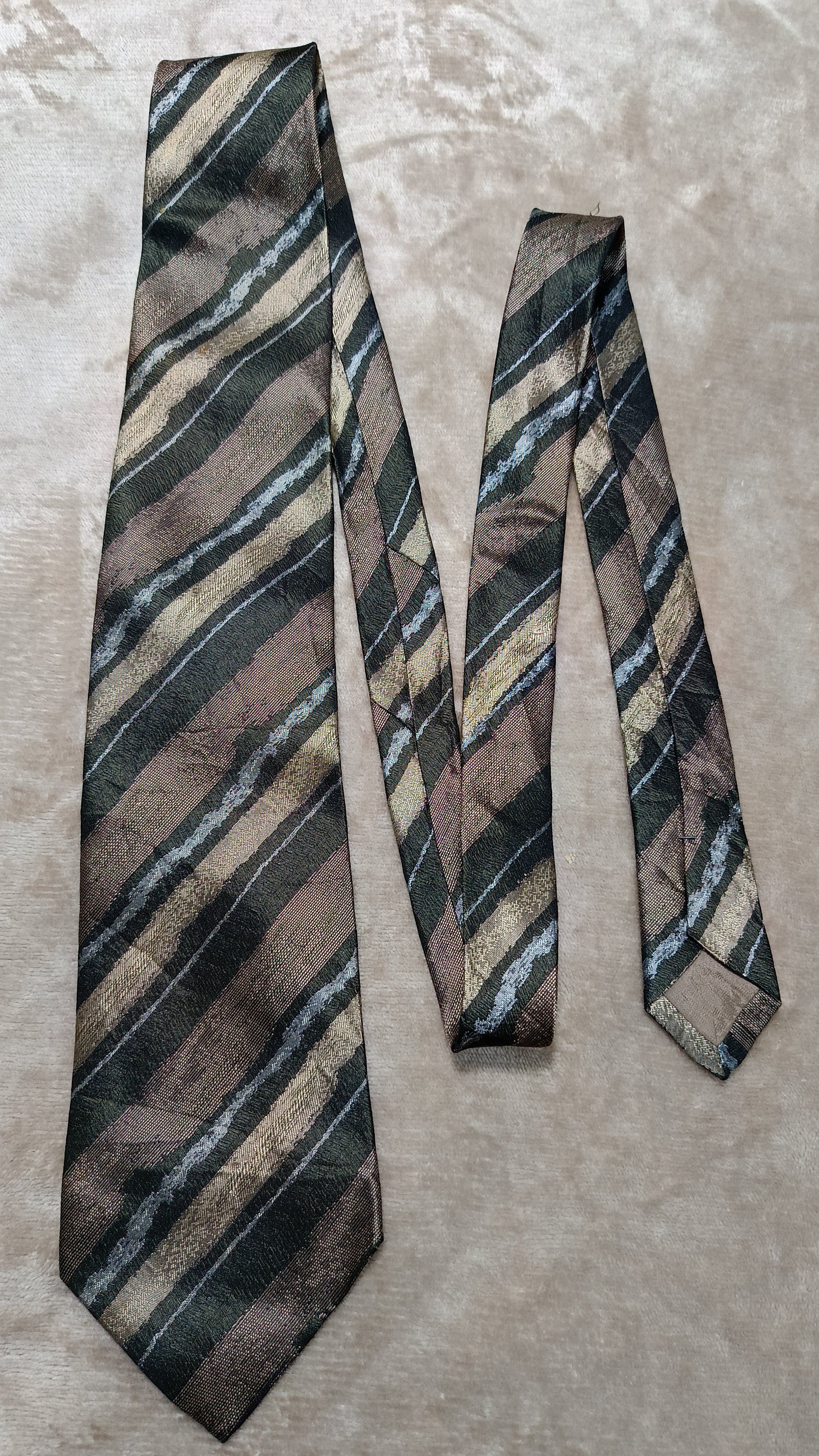Issey Miyake Issey Miyake Japan slant striped black brown tie Size ONE SIZE - 3 Thumbnail