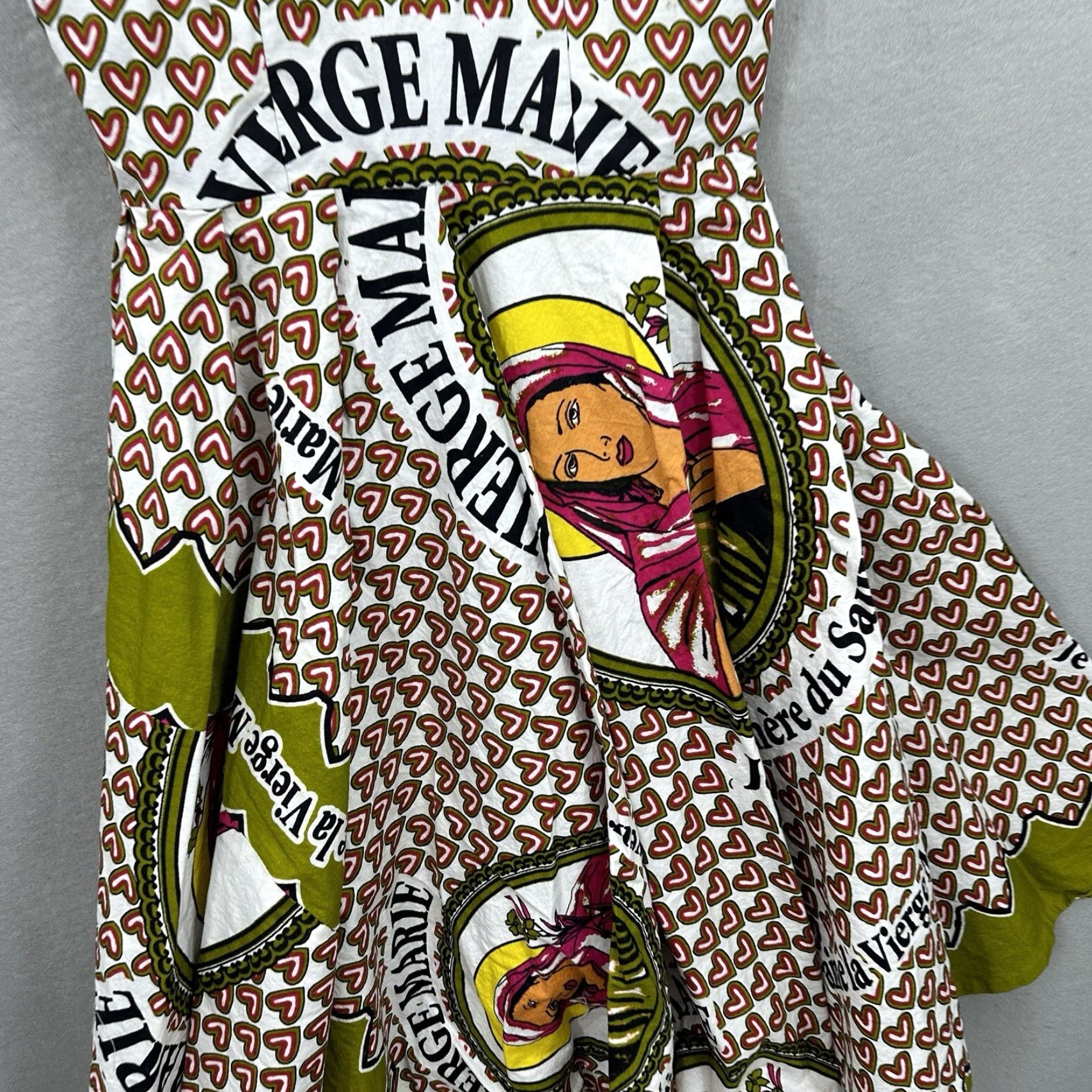 Vintage Handmade Virgen Maria Dress A-Line Short Sleeve Casual Green Embroidered Womens Small Size S / US 4 / IT 40 - 4 Thumbnail