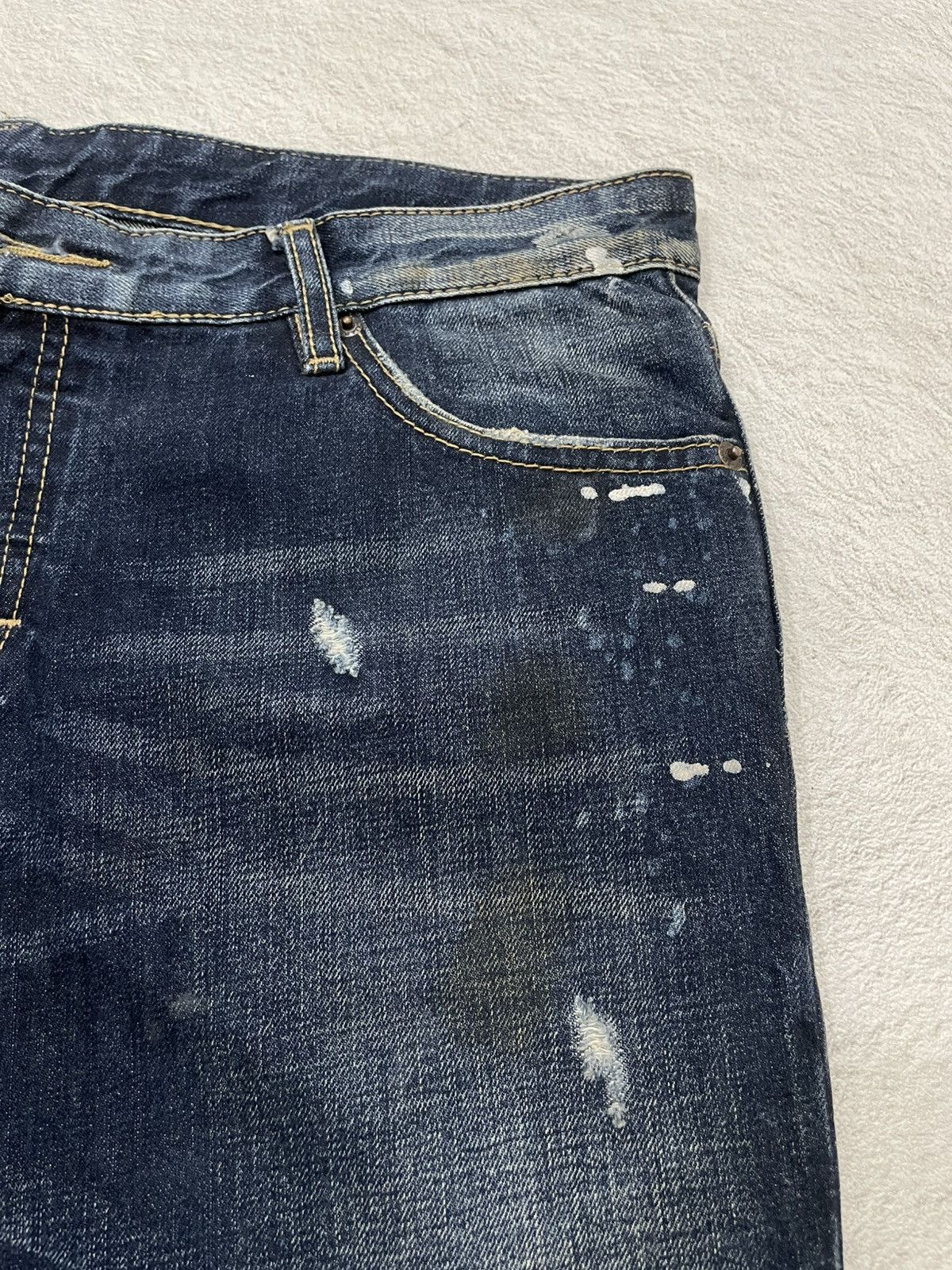 Japanese Brand Dsquared Heavy Distressed Denim Paint Splatter Dirty Washed Size US 37 - 13 Thumbnail