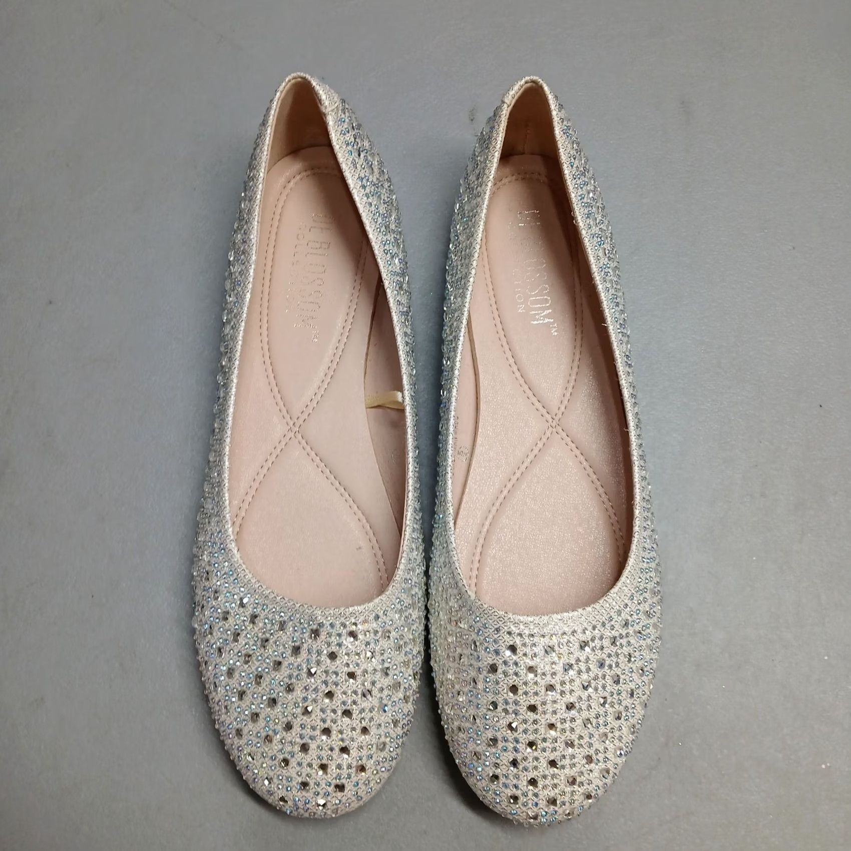 Vintage De Blossom Womens Size 9 White Silver Rhinestone Baba Ballet Flats Shoes Flat Slip On Shoes Size US 9 / IT 39 - 6 Thumbnail