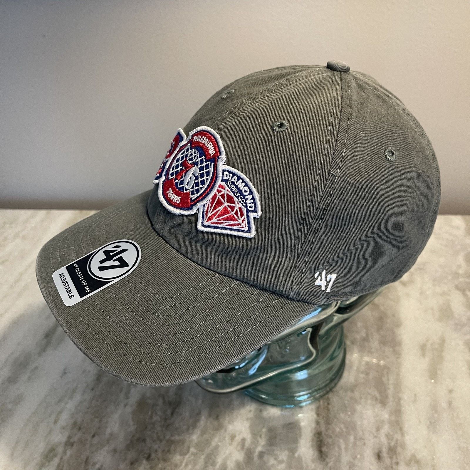 47 Brand Philadelphia 76ers Hat Cap Strap Back NBA Gray Diamond Patch Size ONE SIZE - 5 Thumbnail