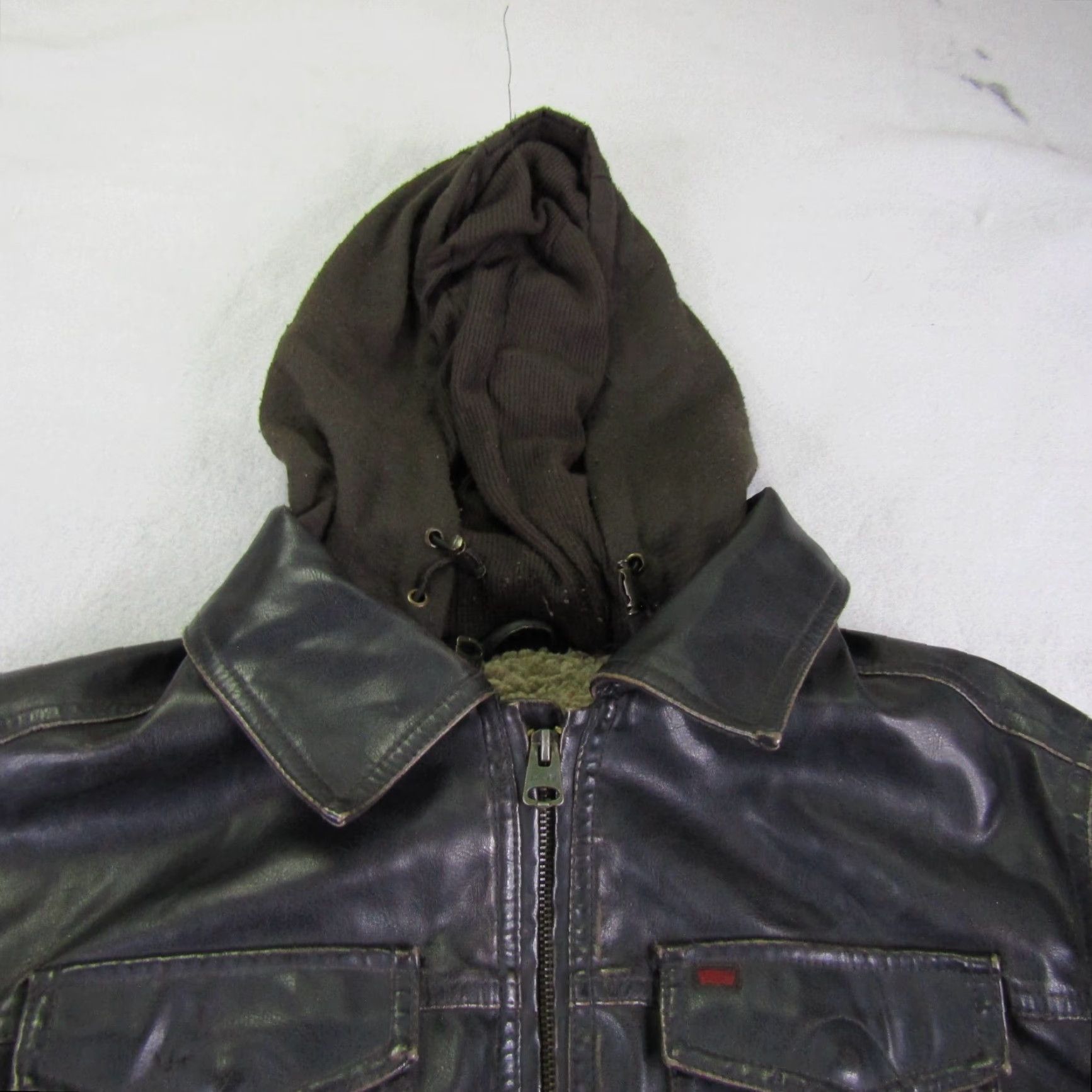 Levi's VINTAGE Levi's Jacket Mens Large Brown Vegan Leather Sherpa Lined Bomber Hoodie Coat Size US L / EU 52-54 / 3 - 2 Thumbnail