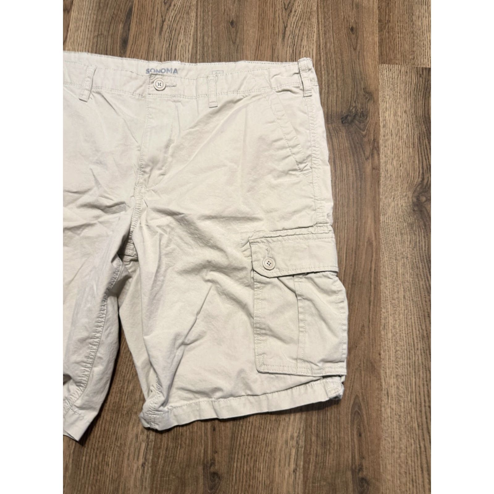 Vintage Sonoma Cargo Shorts Men's 38 Beige White Tan Multi Pockets Hiking Casual Regular Cotton Size US 38 / EU 54 - 4 Thumbnail