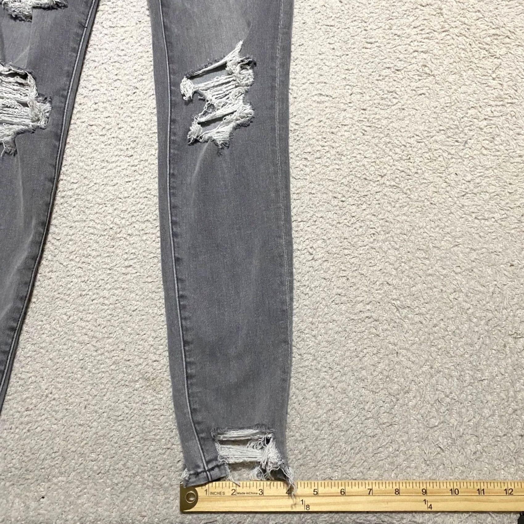 American Eagle Outfitters American Eagle Outfitters Jeans Womens 4 Gray High Rise Jegging Distressed Raw Hem Denim Size 27" / US 4 / IT 40 - 5 Thumbnail
