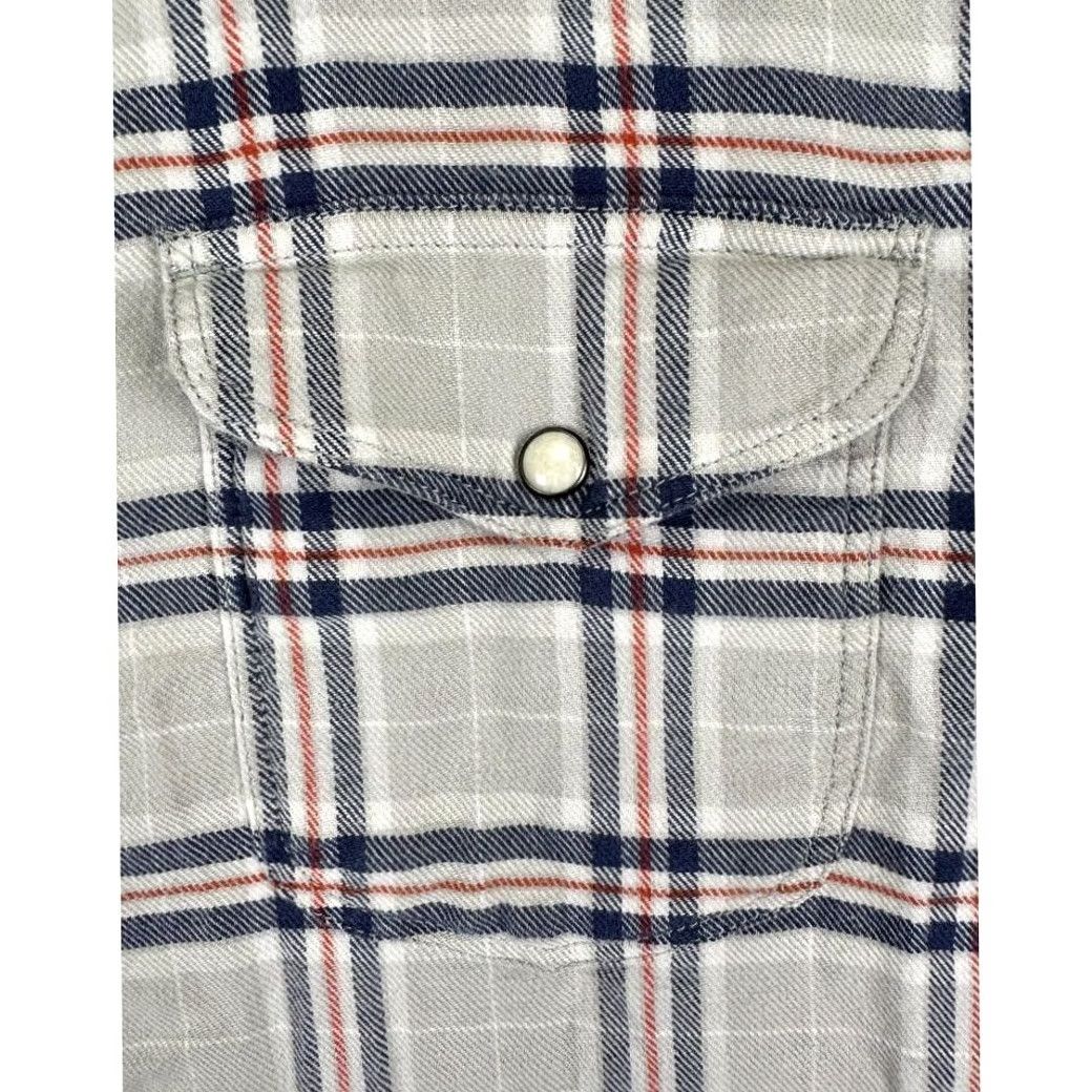 Lucky Brand Lucky Brand Flannel Shirt Adult Medium Grey White Red Pearl Snap Button Up Men's Size US M / EU 48-50 / 2 - 5 Thumbnail