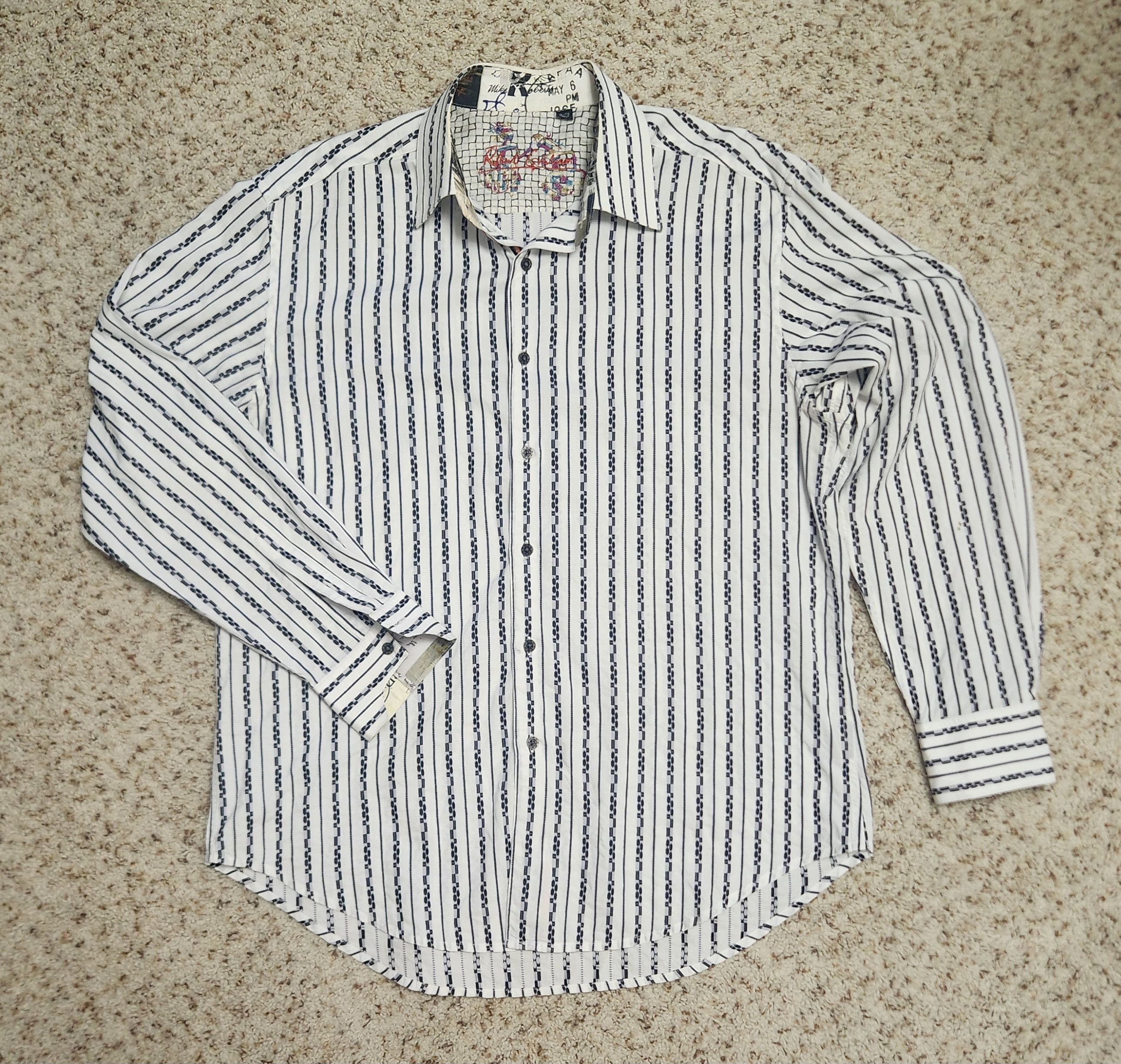 Robert Graham Robert Graham shirt XL men's black white stripe cotton Size US XL / EU 56 / 4 - 8 Thumbnail