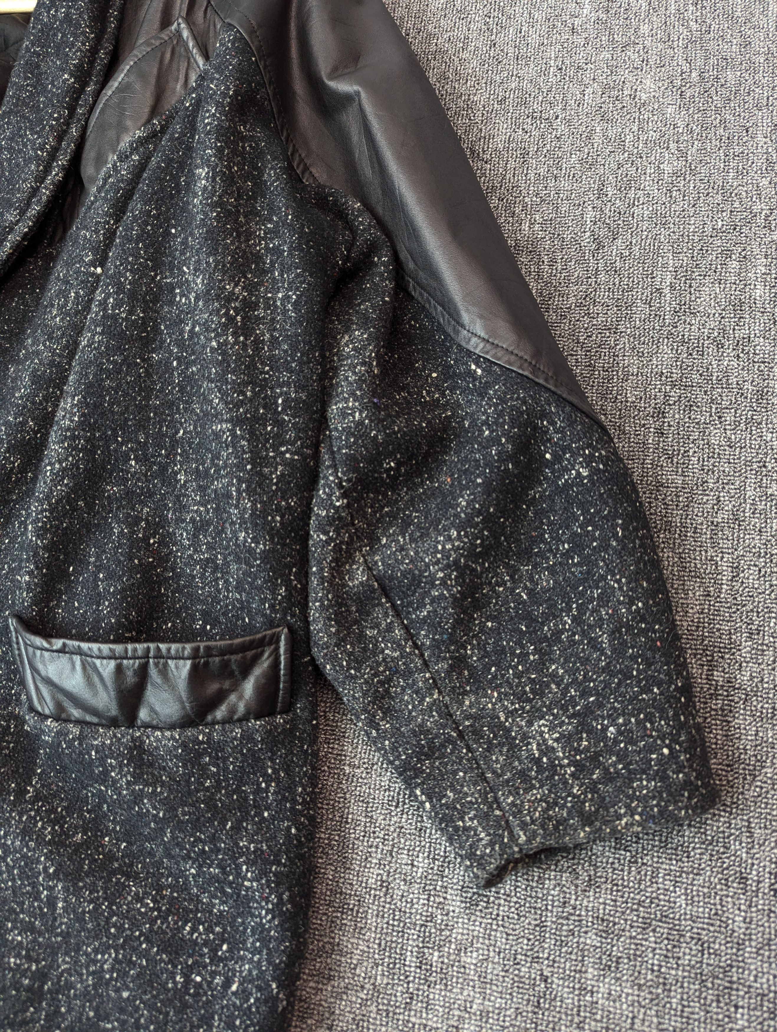 Designer × Vintage Vintage 80s ADA Paris Leather And Tweed Wool Coat Jacket Size US L / EU 52-54 / 3 - 4 Thumbnail