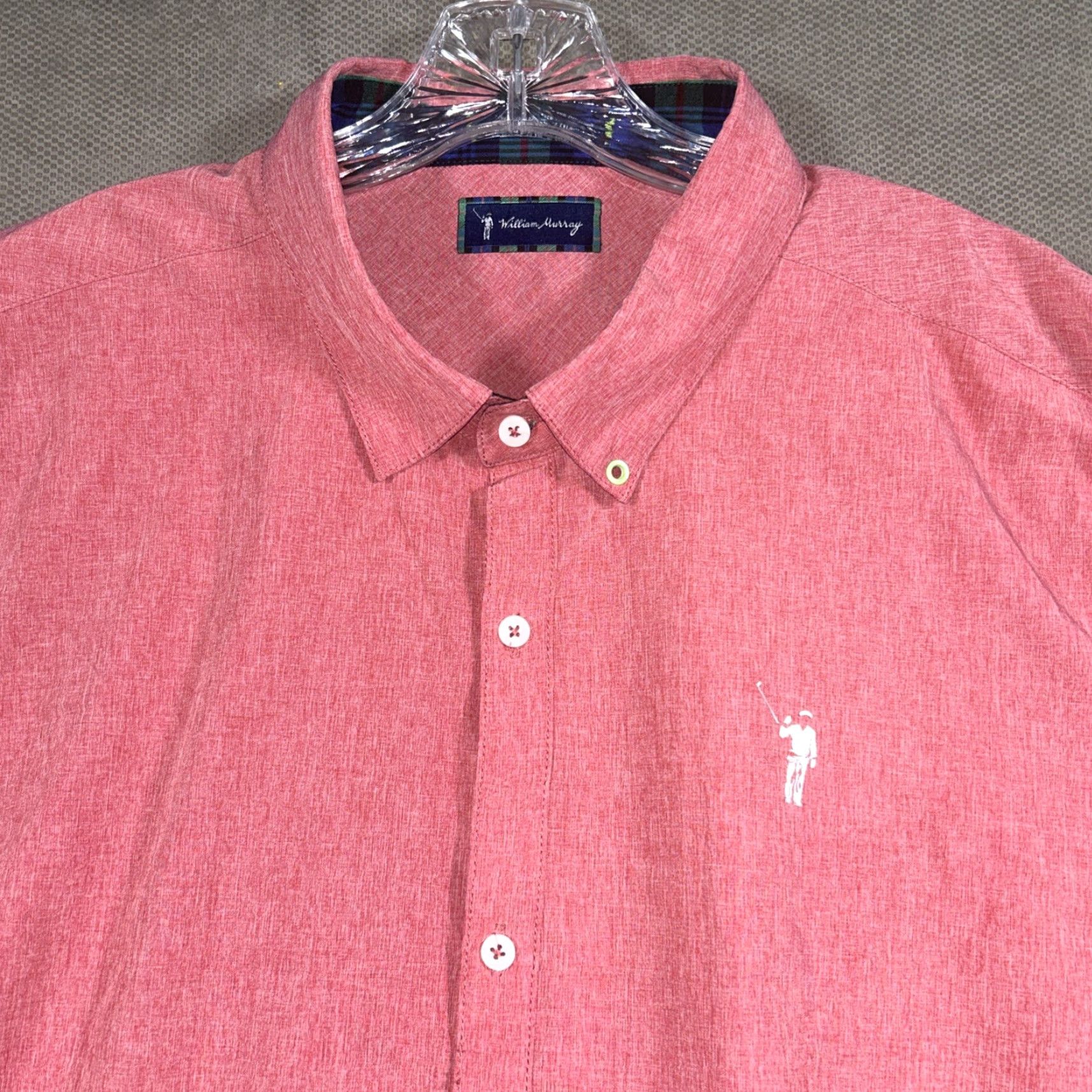 Vintage William Murray Mens Button-Down Shirt 2XL Long Sleeve Red Polyester Spandex Size US XXL / EU 58 / 5 - 3 Thumbnail