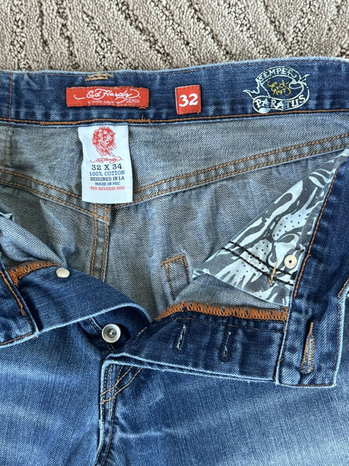 Ed Hardy 2009 Distressed DON ED HARDY wolf jeans ed hardy jeans Size US 32 / EU 48 - 7 Thumbnail