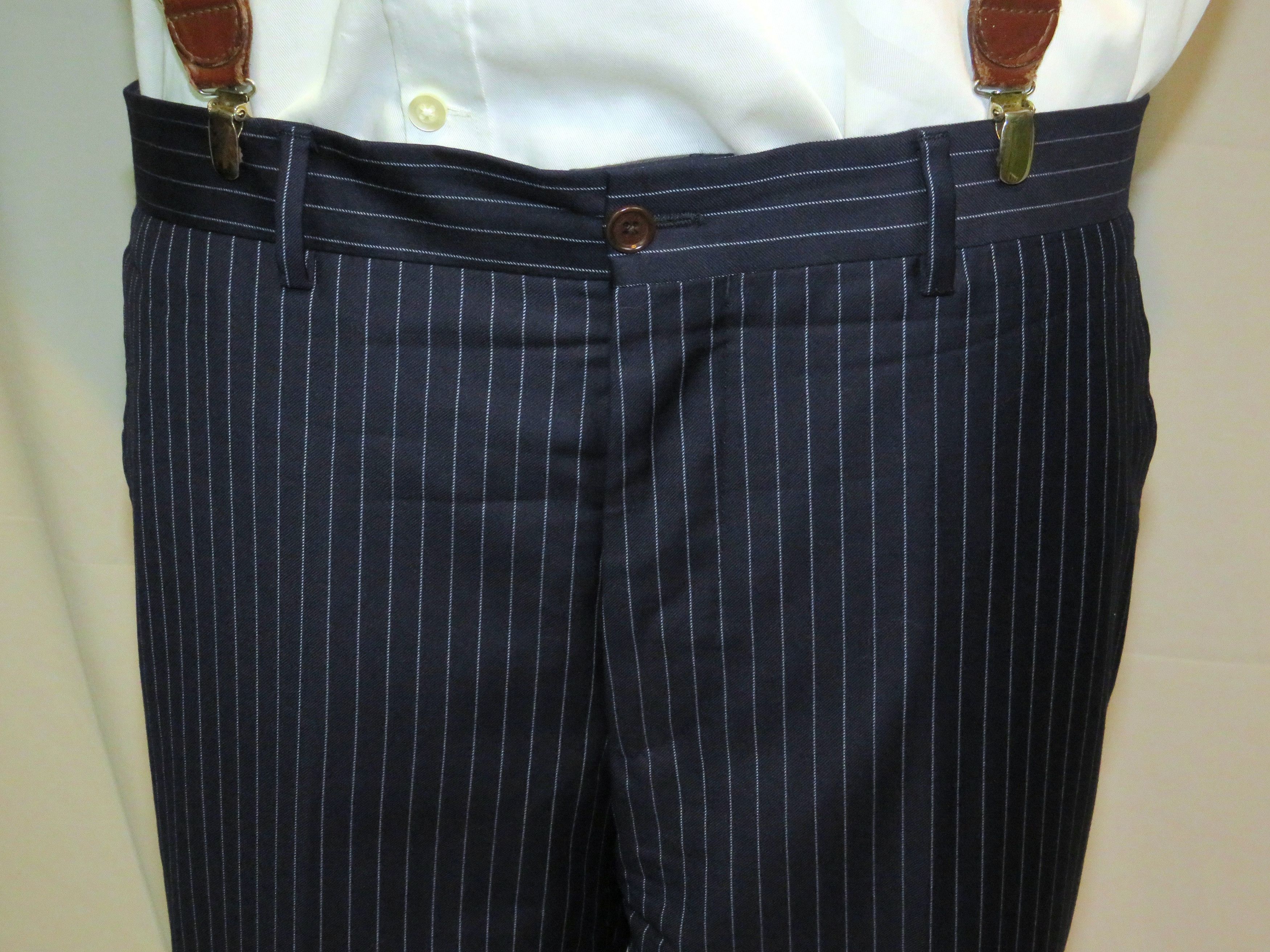 Etro Navy Blue Striped Flat Front Three Roll Two Suit 44 Size 44R - 13 Thumbnail