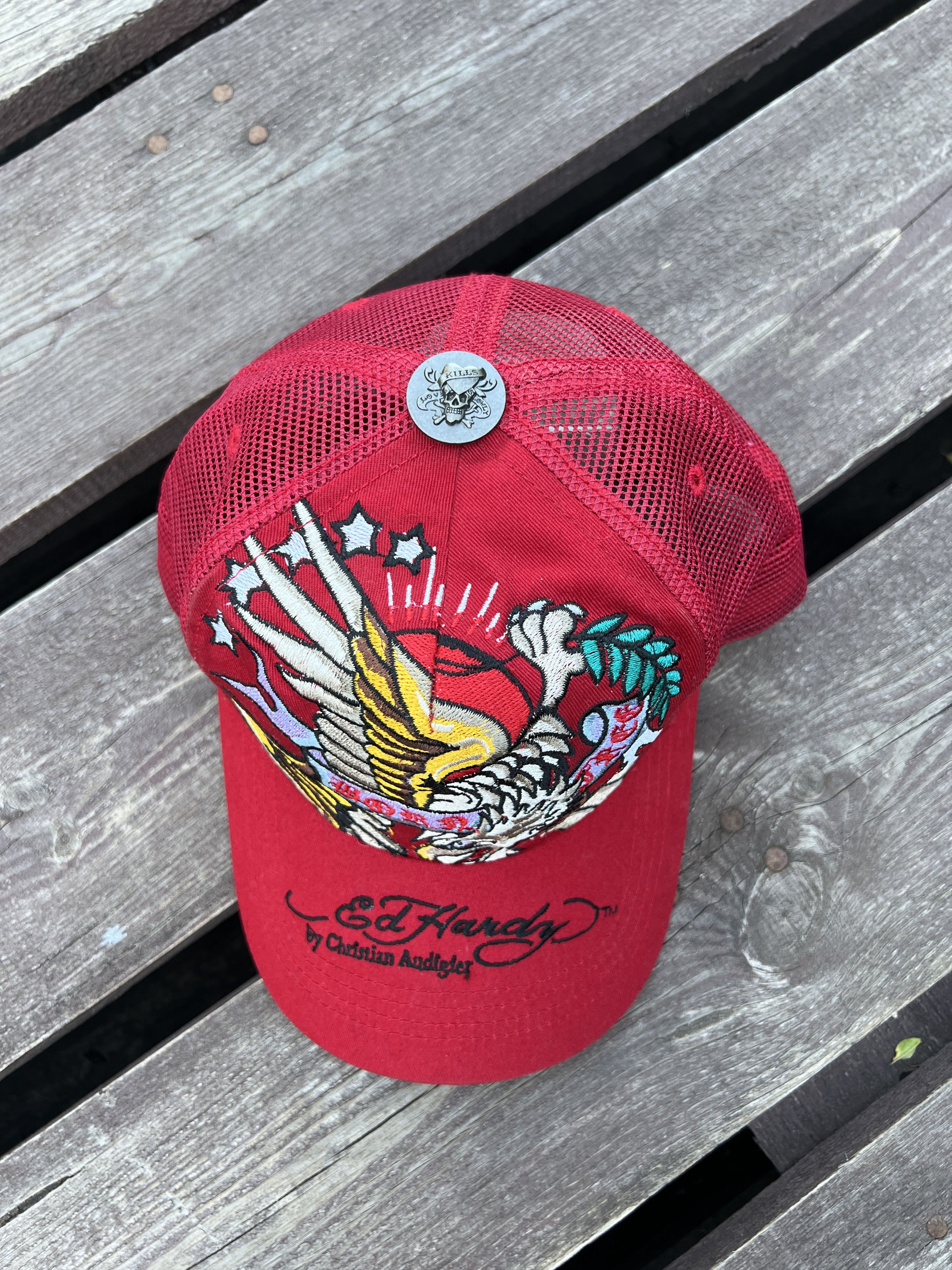 Ed Hardy × Vintage Ed Hardy Vintage Y2K Red Cap Size ONE SIZE - 2 Thumbnail
