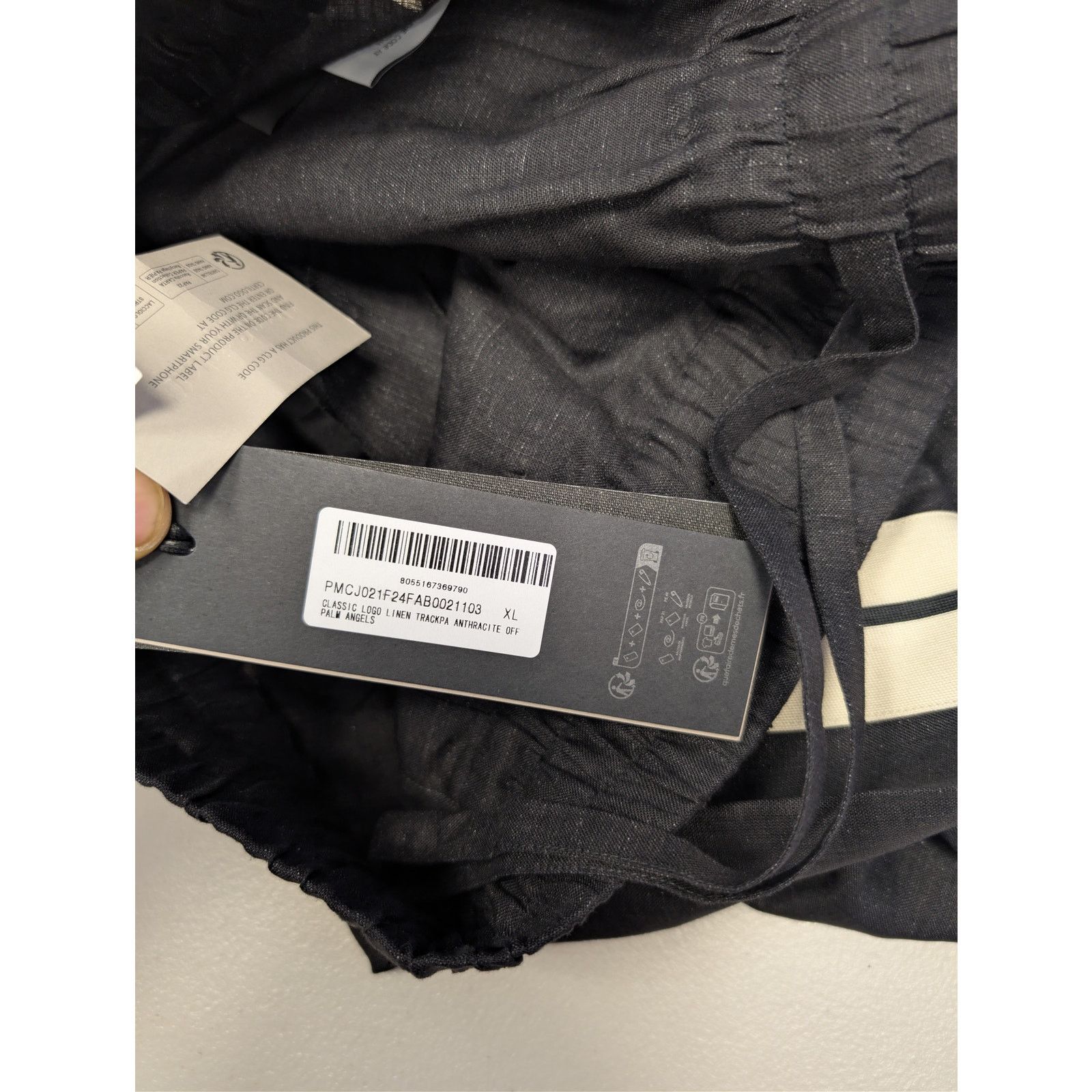 Palm Angels o1rshd1 Classic Logo Linen Track Pants Anthracite/Off White Size US 36 / EU 52 - 22 Thumbnail