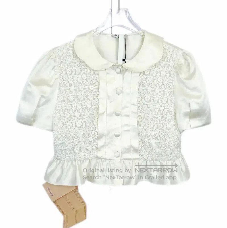 Miu Miu Miu Miu Women's Summer Cotton Short Sleeve Blouse . Size S / US 4 / IT 40 - 1 Thumbnail