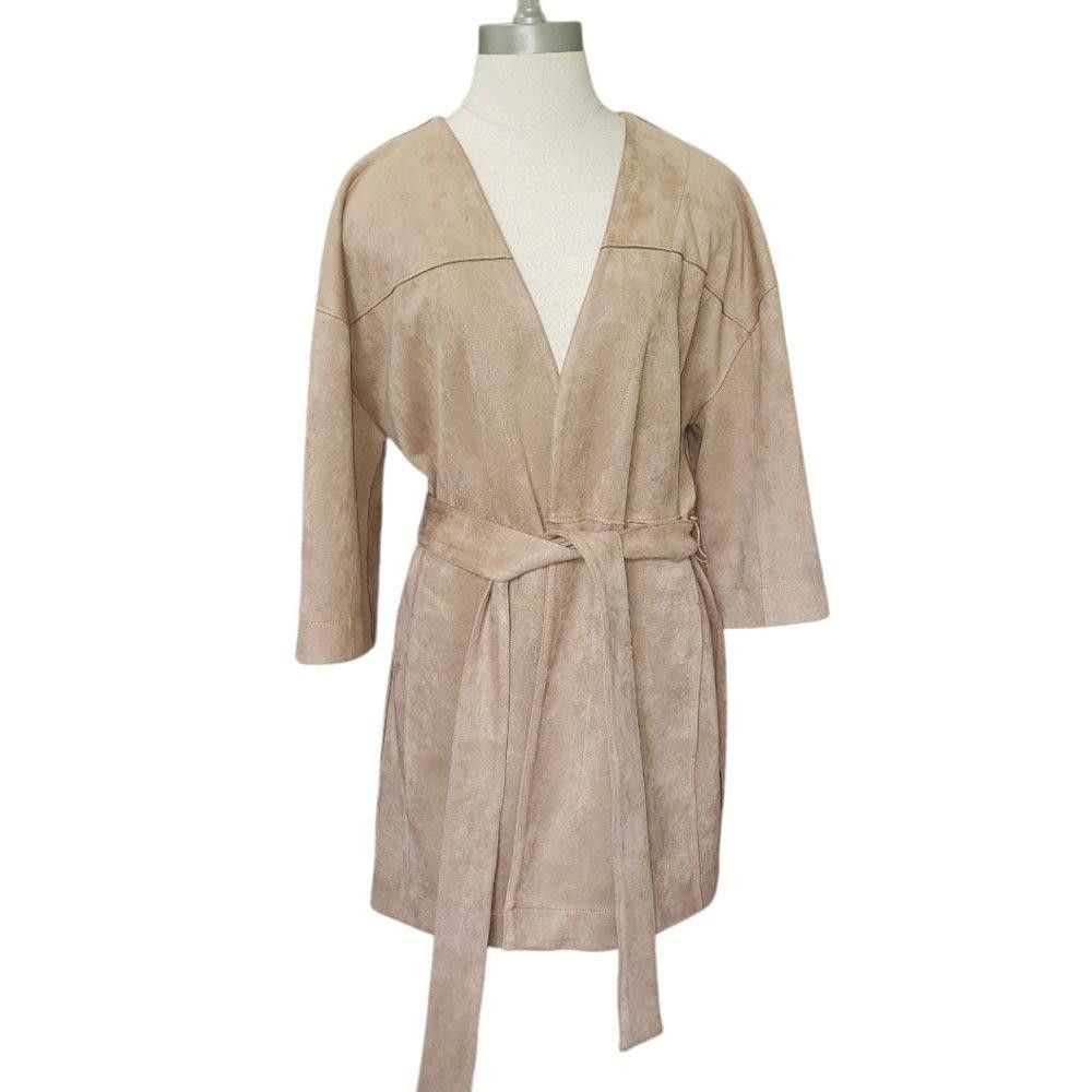 Chicos CT344a Chicos Tan Suede Like Lightweight Trench Jacket Size M / US 6-8 / IT 42-44 - 1 Thumbnail