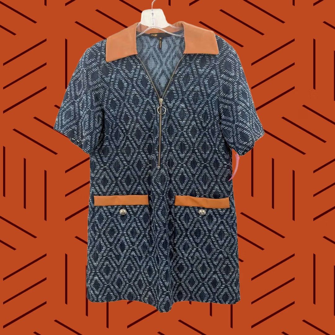 Maje Maje Dress Size 38 Blue Short Sleeve Short Pre-Owned Size 26" / US 2 / IT 38 - 1 Thumbnail