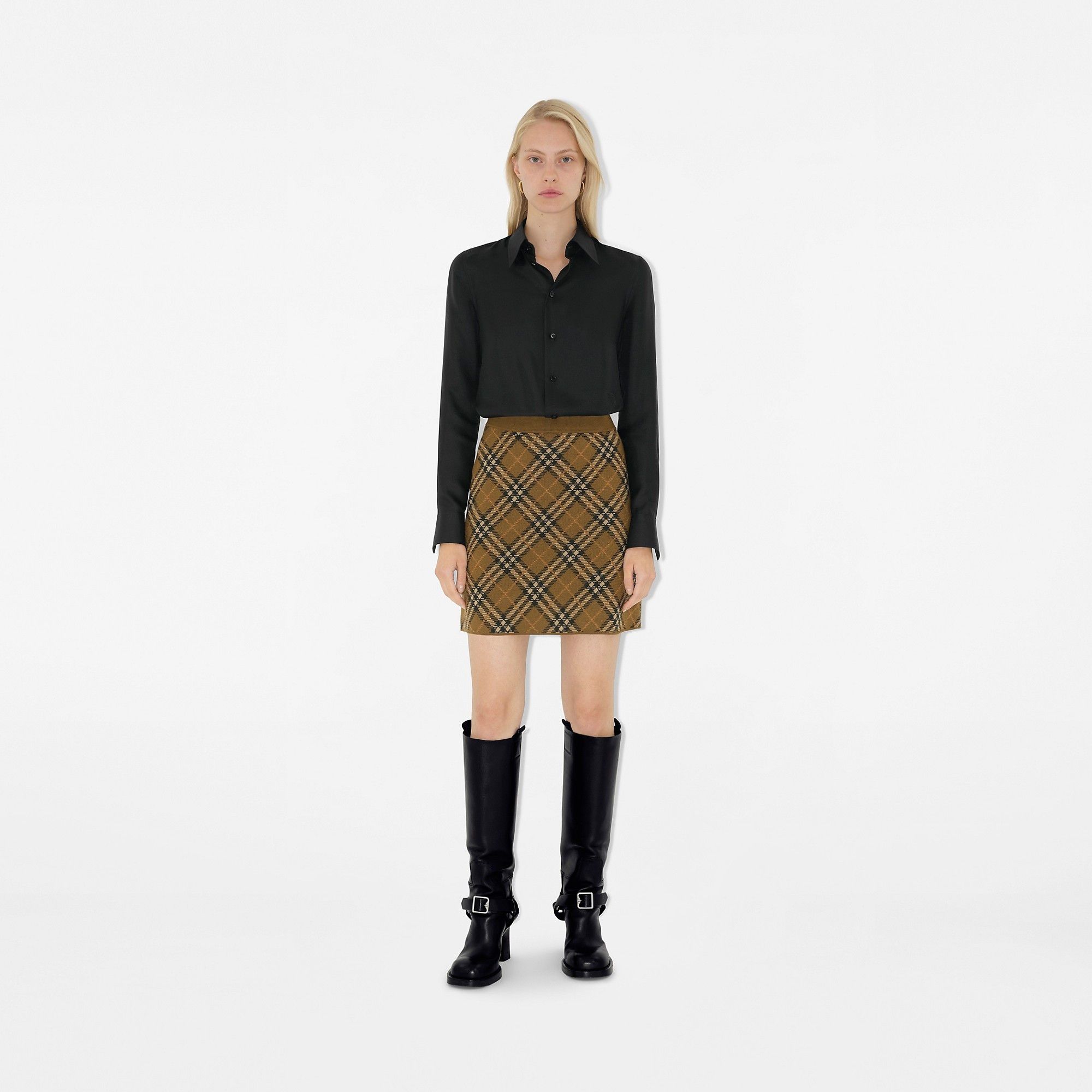 Burberry o1w1db10426 Check Wool Blend Mini Skirt in Multicolor Size 27" / US 4 / IT 40 - 3 Thumbnail