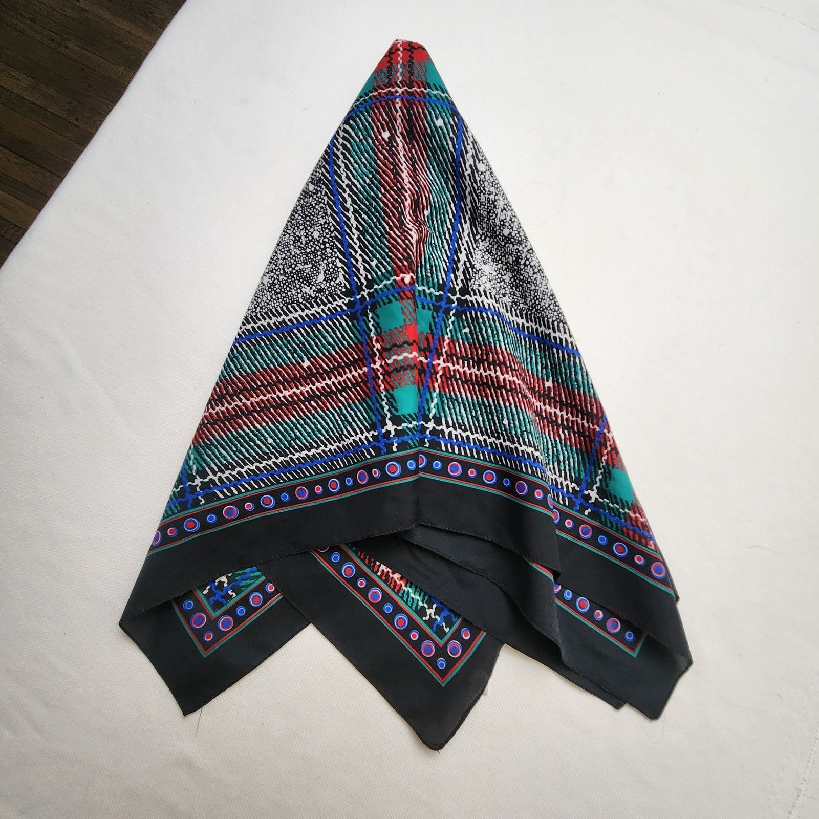 Other Vintage Glentex Plaid Polka Dot Scarf Made in Italy Purse Size ONE SIZE - 9 Thumbnail