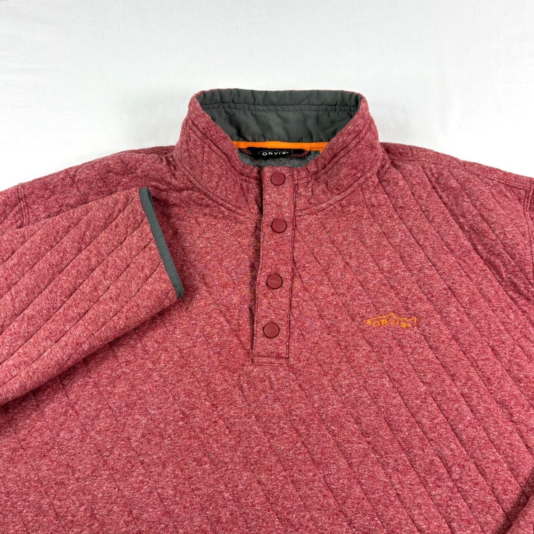 Orvis Orvis Sweatshirt Mens 2XL Red Quilted Snap Pullover Mock Neck Sweater Casual Size US XXL / EU 58 / 5 - 3 Thumbnail