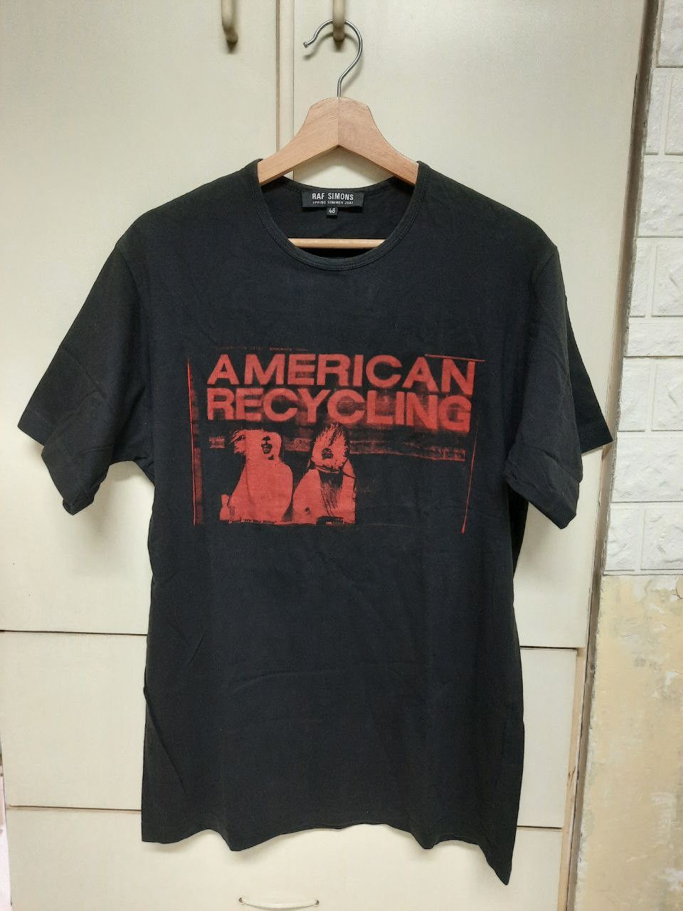 Pre-owned Raf Simons Ss02 American Recycling Tee In Black Red