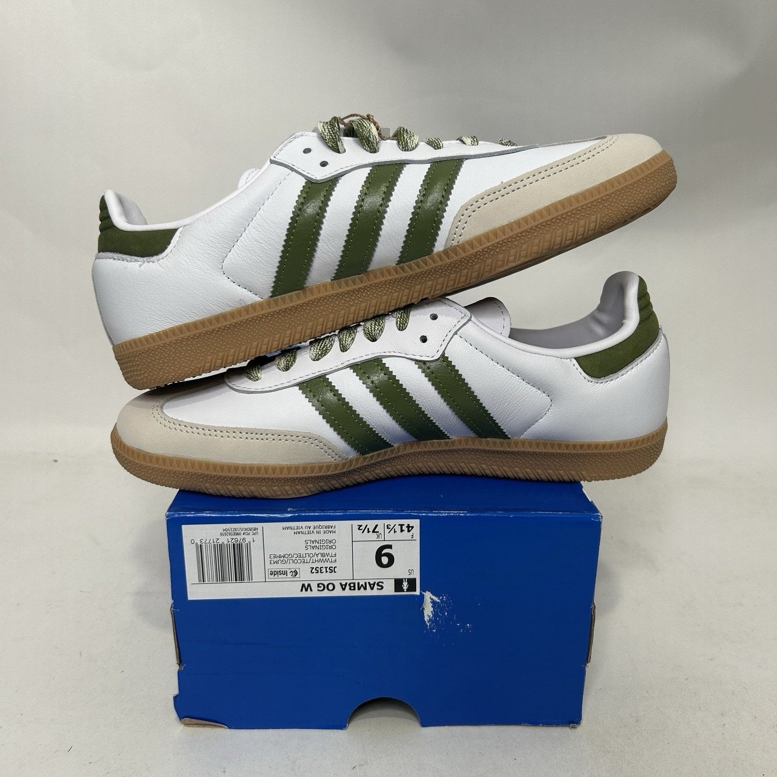 Adidas Adidas Samba OG WMNS “White/Olive” Shoes JS1352 Size US 9 / IT 39 - 3 Thumbnail