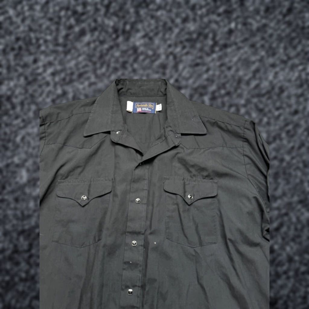 Vintage Roughstock Panhandle Slim Pearl Snap Shirt Mens 18-35 Western Black Size US XXL / EU 58 / 5 - 1 Thumbnail