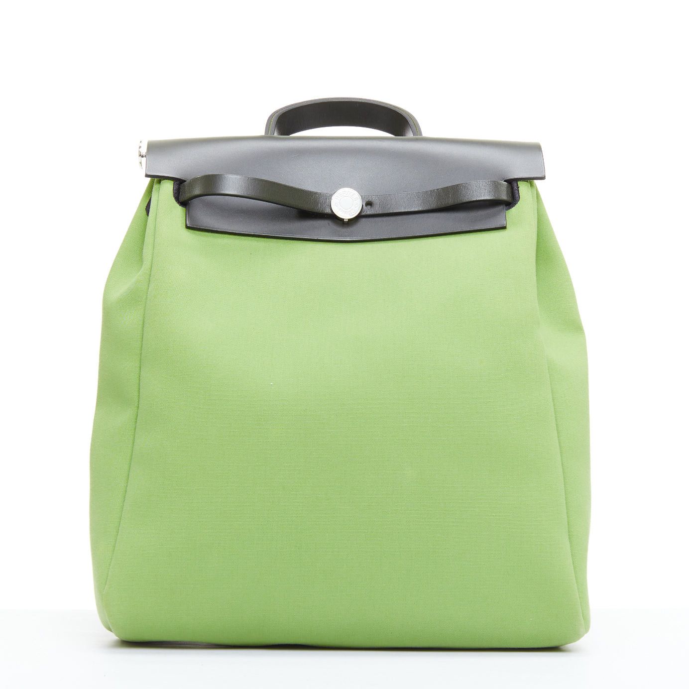 Hermes rare HERMES Herbag A Dos Vert Criquet green black canvas palladium backpack Size ONE SIZE - 1 Thumbnail