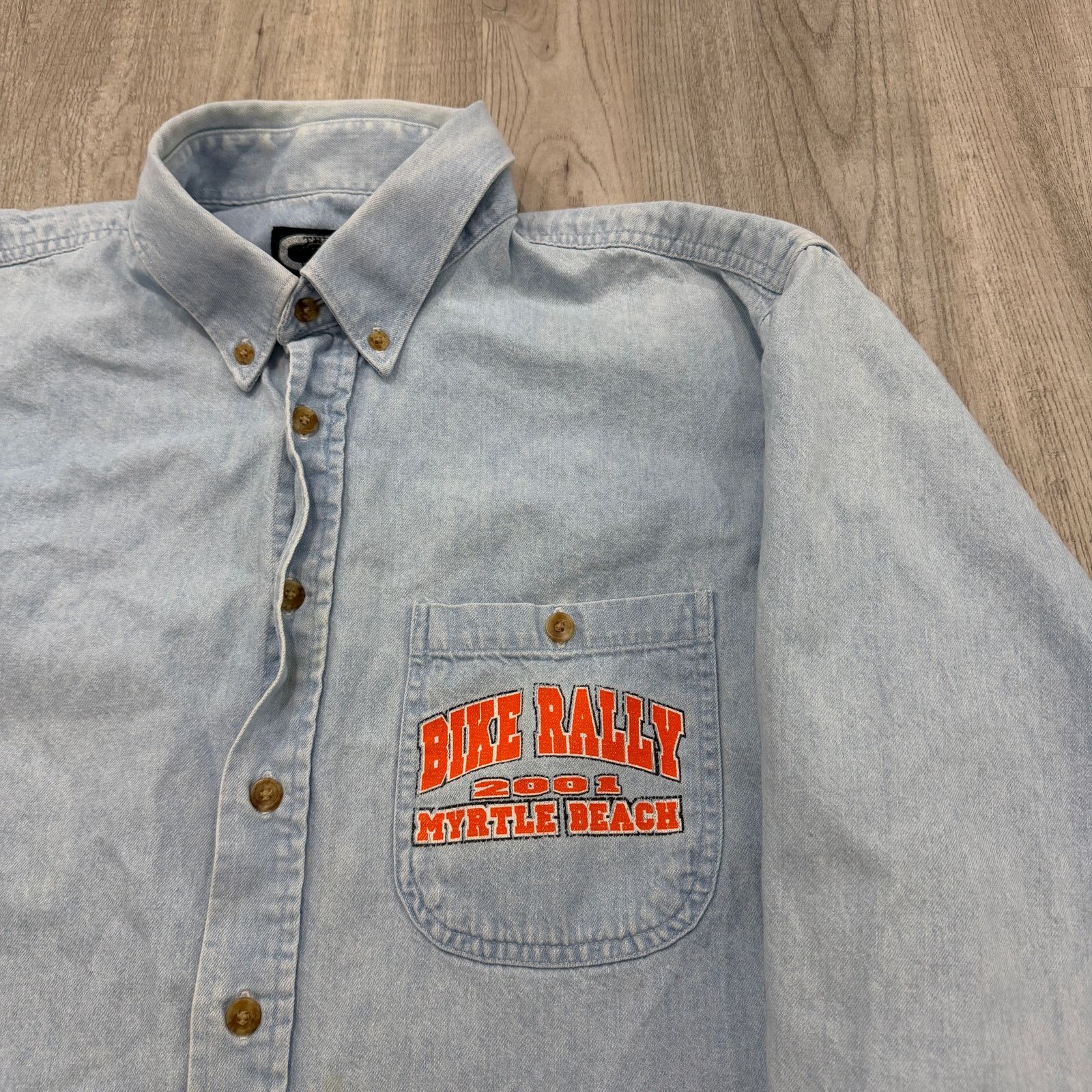 Vintage Vintage Myrtle Beach Bike Rally Denim Shirt Men's 2XL Blue Size US XXL / EU 58 / 5 - 4 Thumbnail