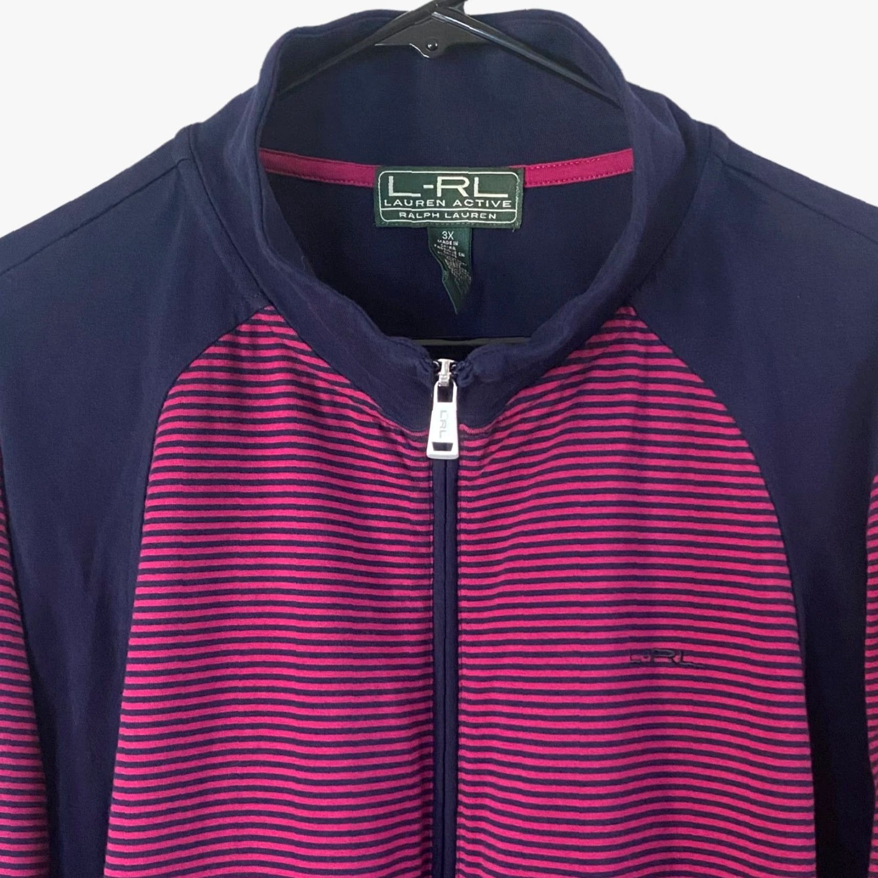 Ralph Lauren VINTAGE Lauren Ralph Lauren Jacket Womens Plus 3X Pink Stripe Full-Zip Cotton Blend Y2K Striped Size XXL / US 16-18 / IT 52-54 - 5 Thumbnail