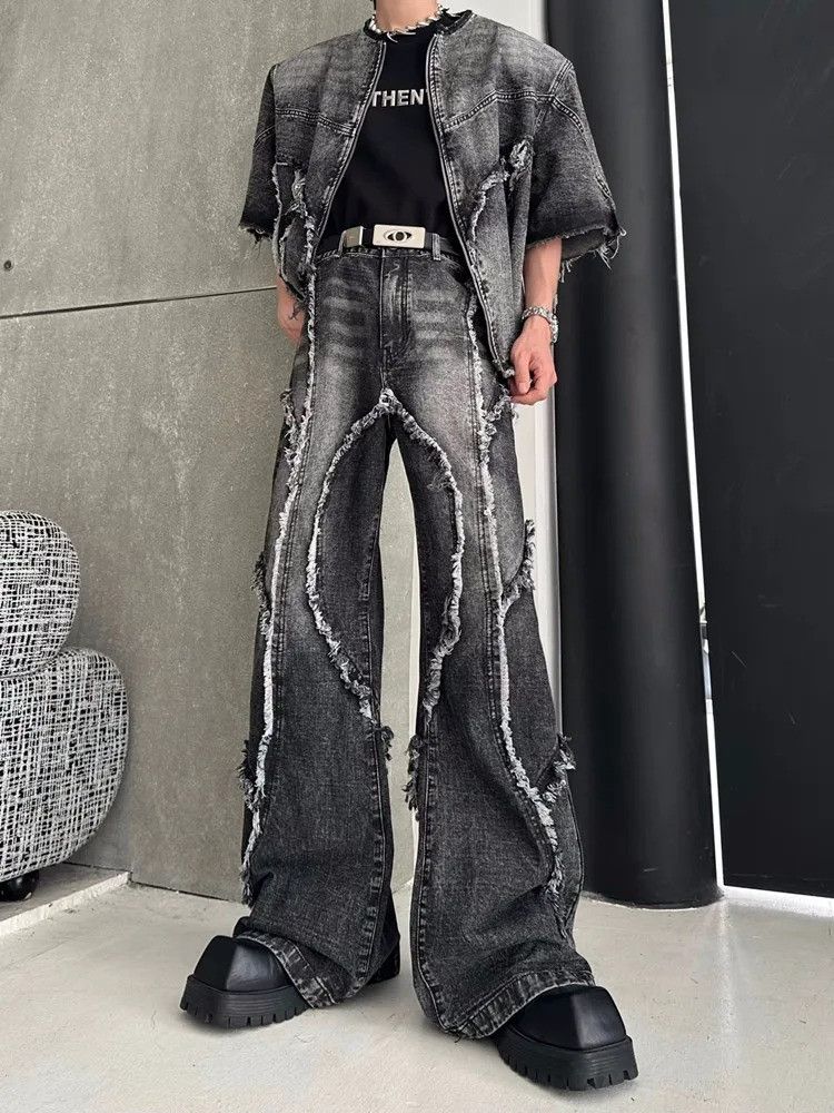 Vintage Black Baggy Stacked Flare Jeans Size US 32 / EU 48 - 5 Thumbnail