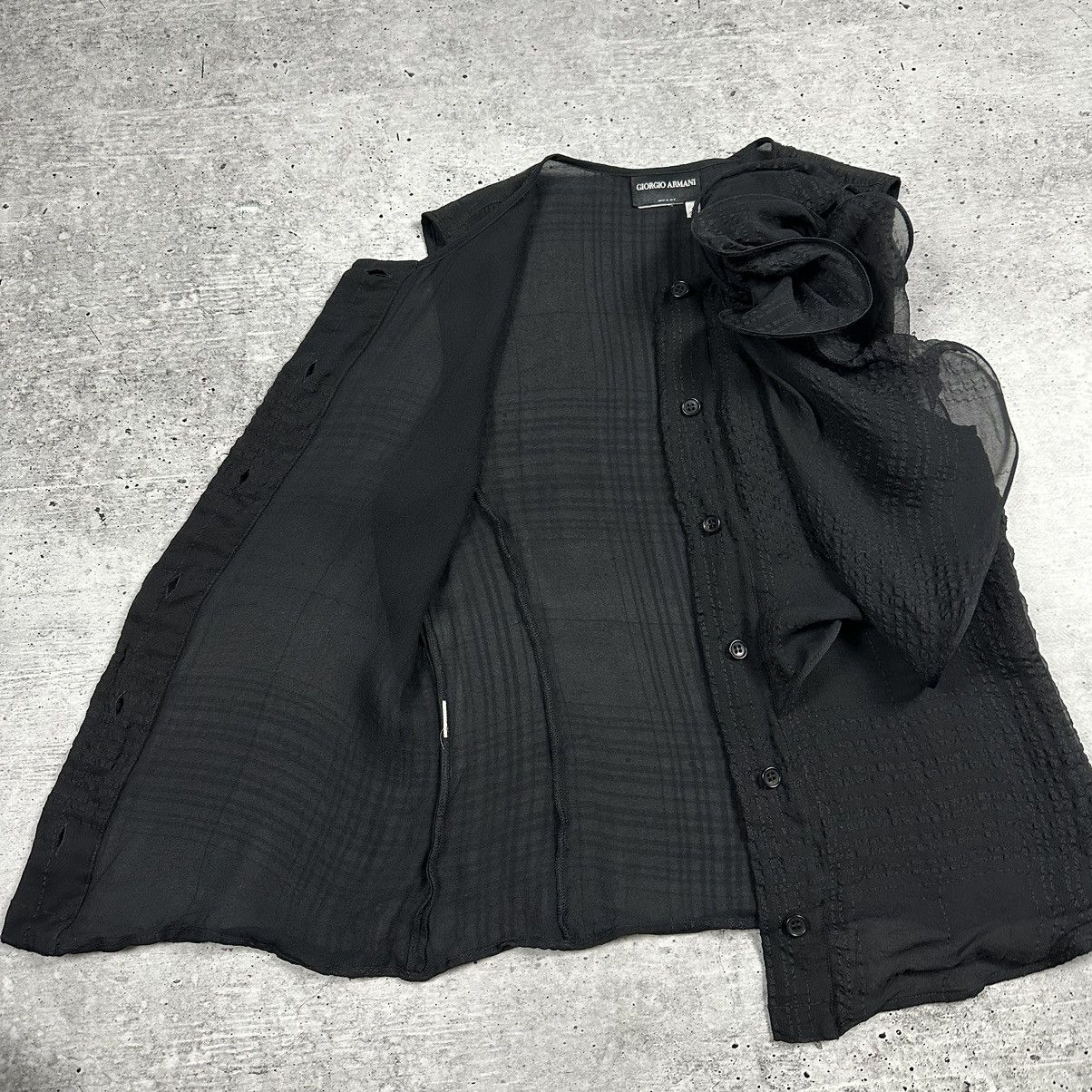 Emporio Armani Emporio Armani Black Sheer Crepe Sleeveless Bow Top Silk Size XS / US 0-2 / IT 36-38 - 12 Thumbnail