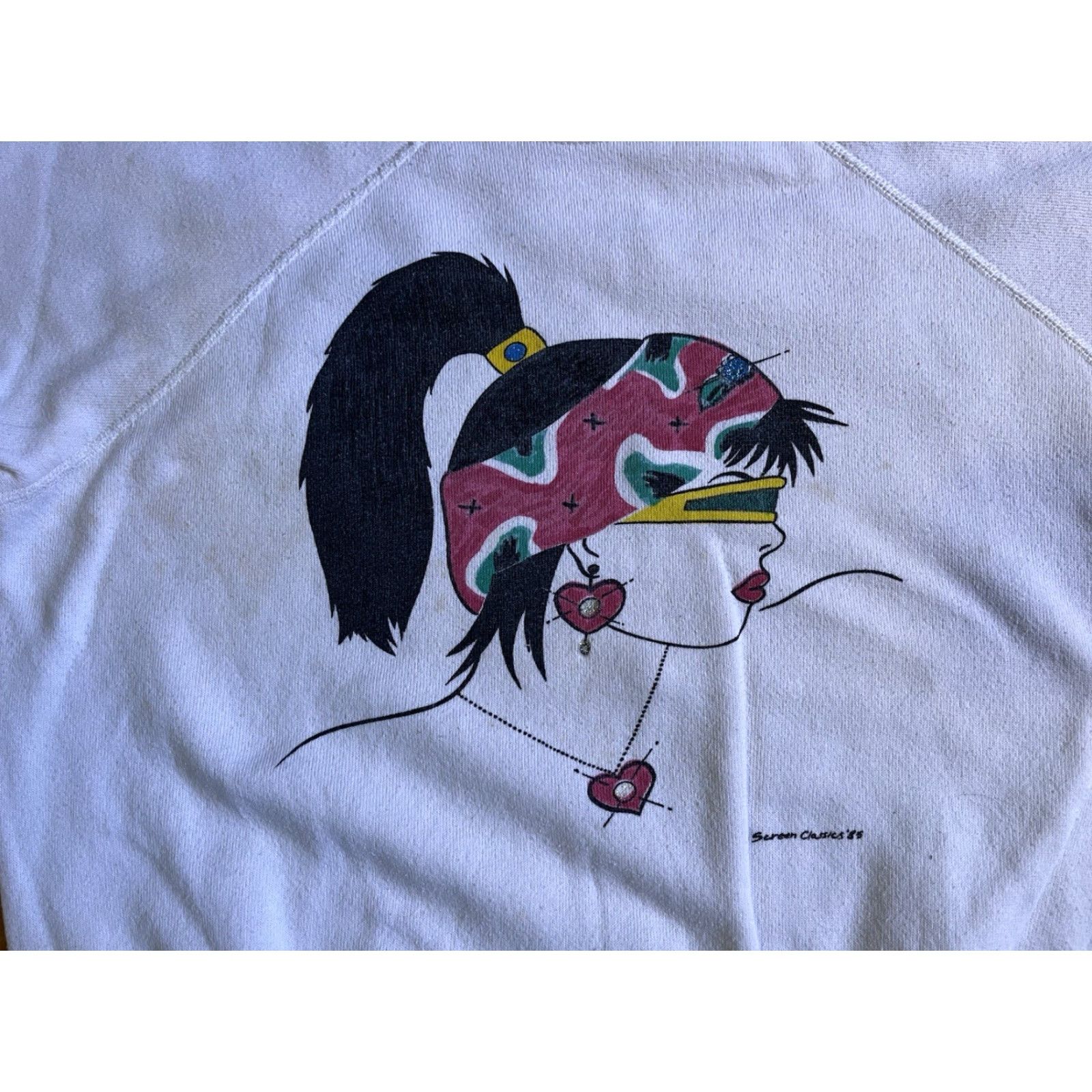 Hanes VINTAGE Hanes Sweatshirt Woman White 80s Graphic Print Raglan Sleeve M Womens Pullover Size M / US 6-8 / IT 42-44 - 3 Thumbnail