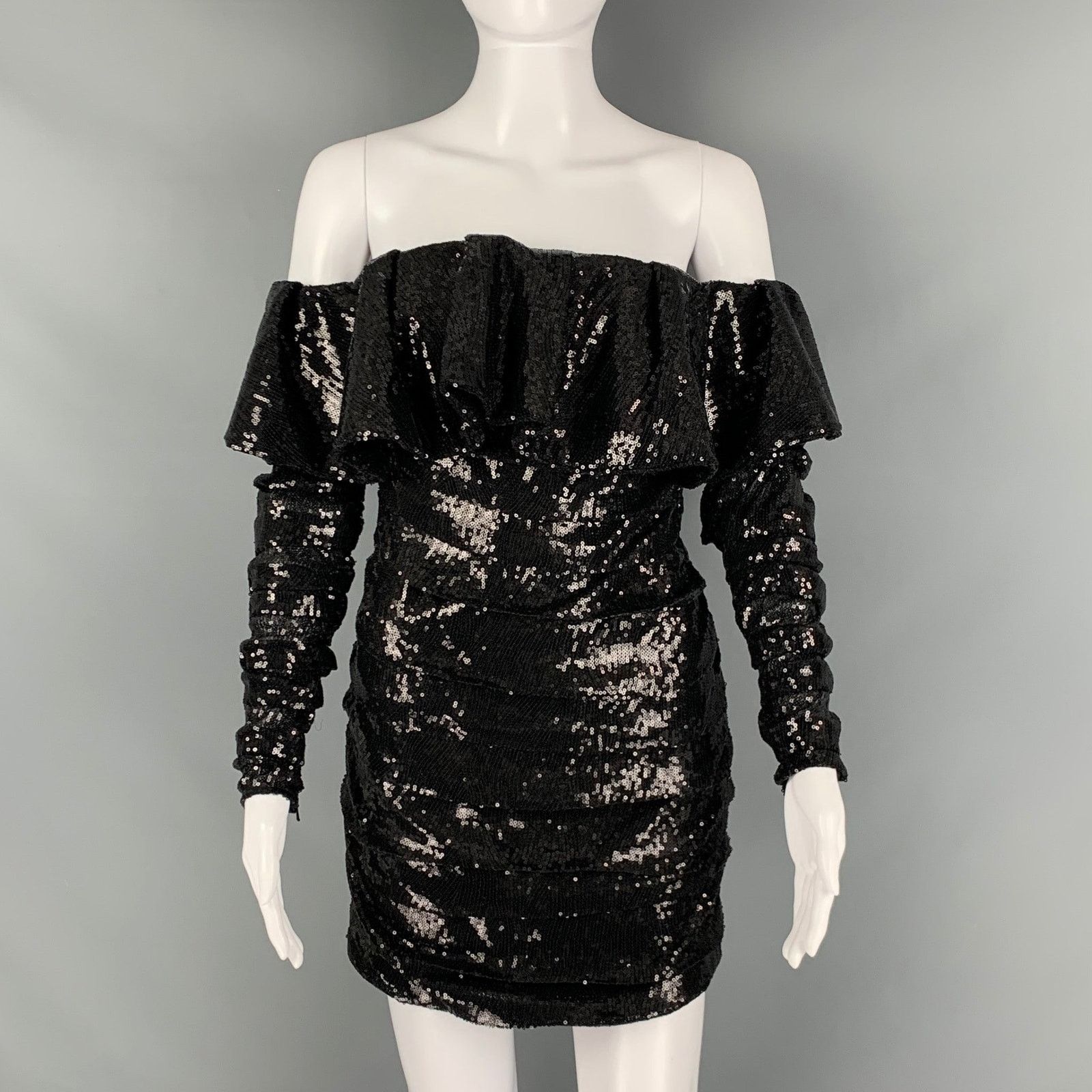 The Attico ATTICO Size 0 Black Polyester Sequined Mini Dress Size XS / US 0-2 / IT 36-38 - 1 Thumbnail