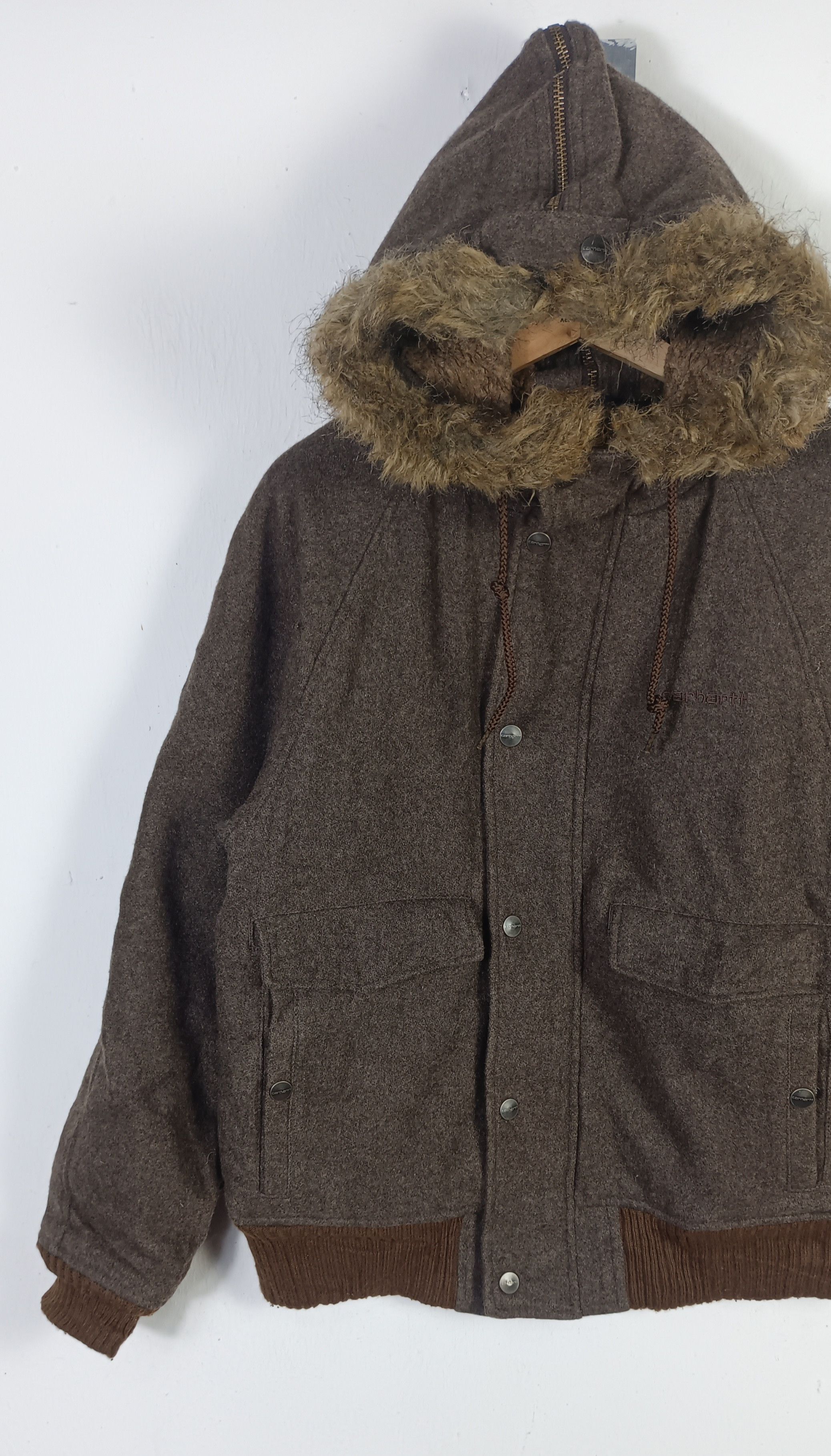Carhartt Vintage 90s🔥 Carhattt Hoodie Wool Jacket Size US M / EU 48-50 / 2 - 4 Thumbnail