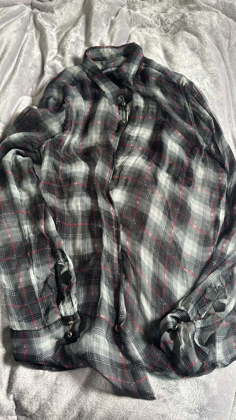 Chrome Hearts Chrome hearts vintage shadow plaid cross patch shirts Size US L / EU 52-54 / 3 - 1 Thumbnail
