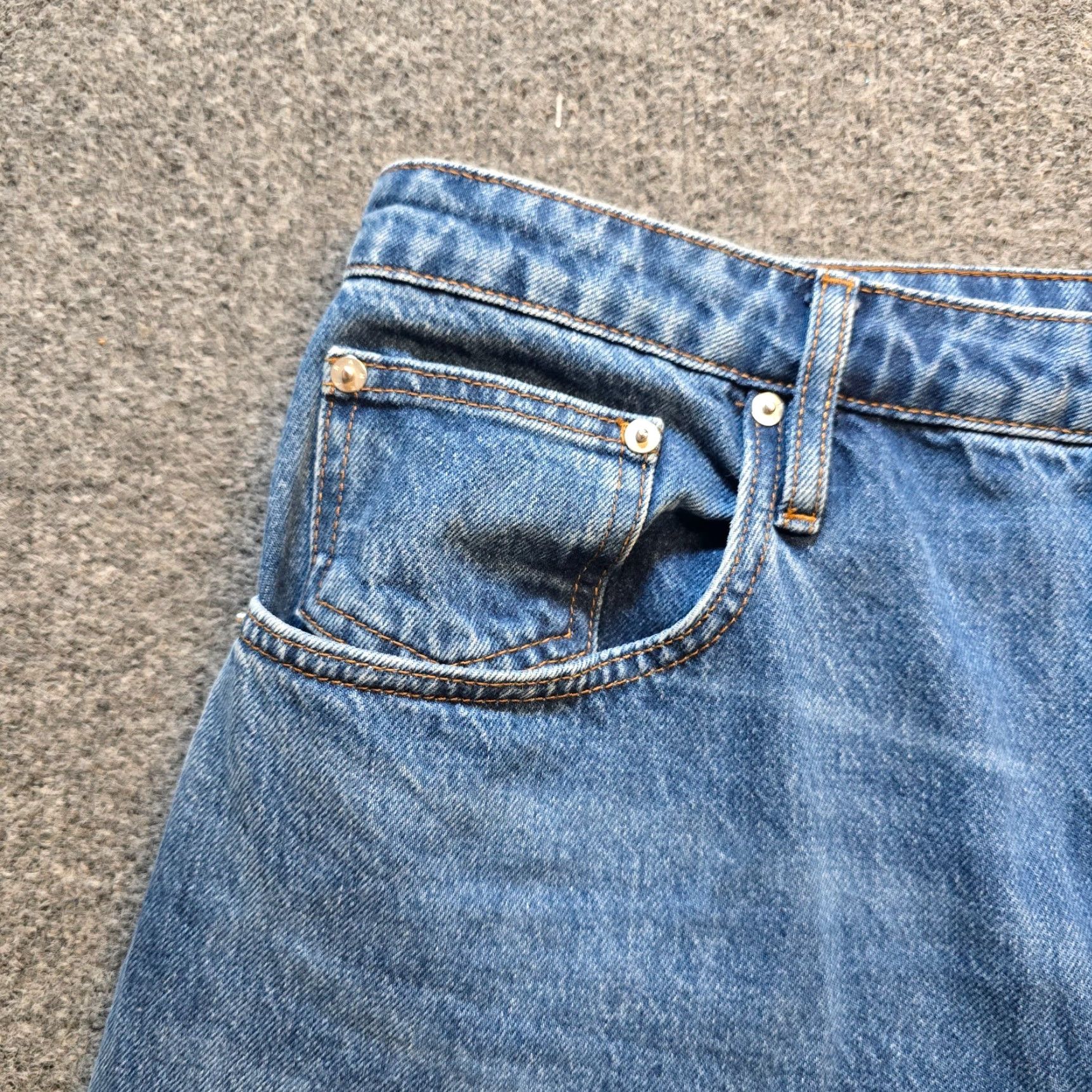 Frame FRAME Jeans Womens Size 33 Blue The Bubble Wide-Leg Distressed Raw Hem Casual Shirt Size 24" / US 00 / IT 34 - 3 Thumbnail