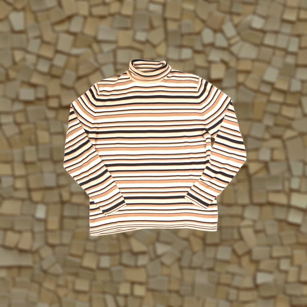 Vintage Gabriella Benelli Striped Silk Roll Neck Pullover Designer Top Size 40 Womens Size S / US 4 / IT 40 - 1 Thumbnail