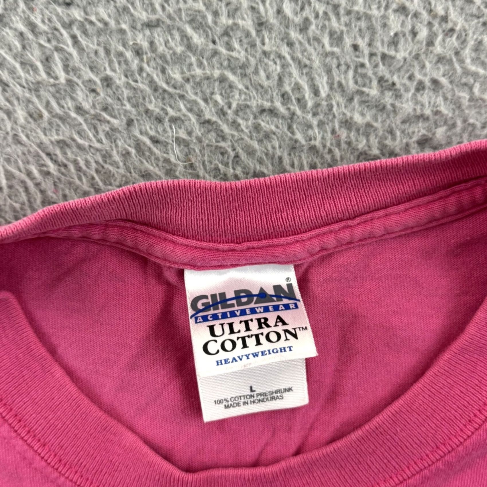 Gildan VINTAGE Jesus Religious Shirt Mens Large Pink 90s Gildan Heavy Cotton T-Shirt Short Sleeve Crew Neck Size US L / EU 52-54 / 3 - 6 Thumbnail