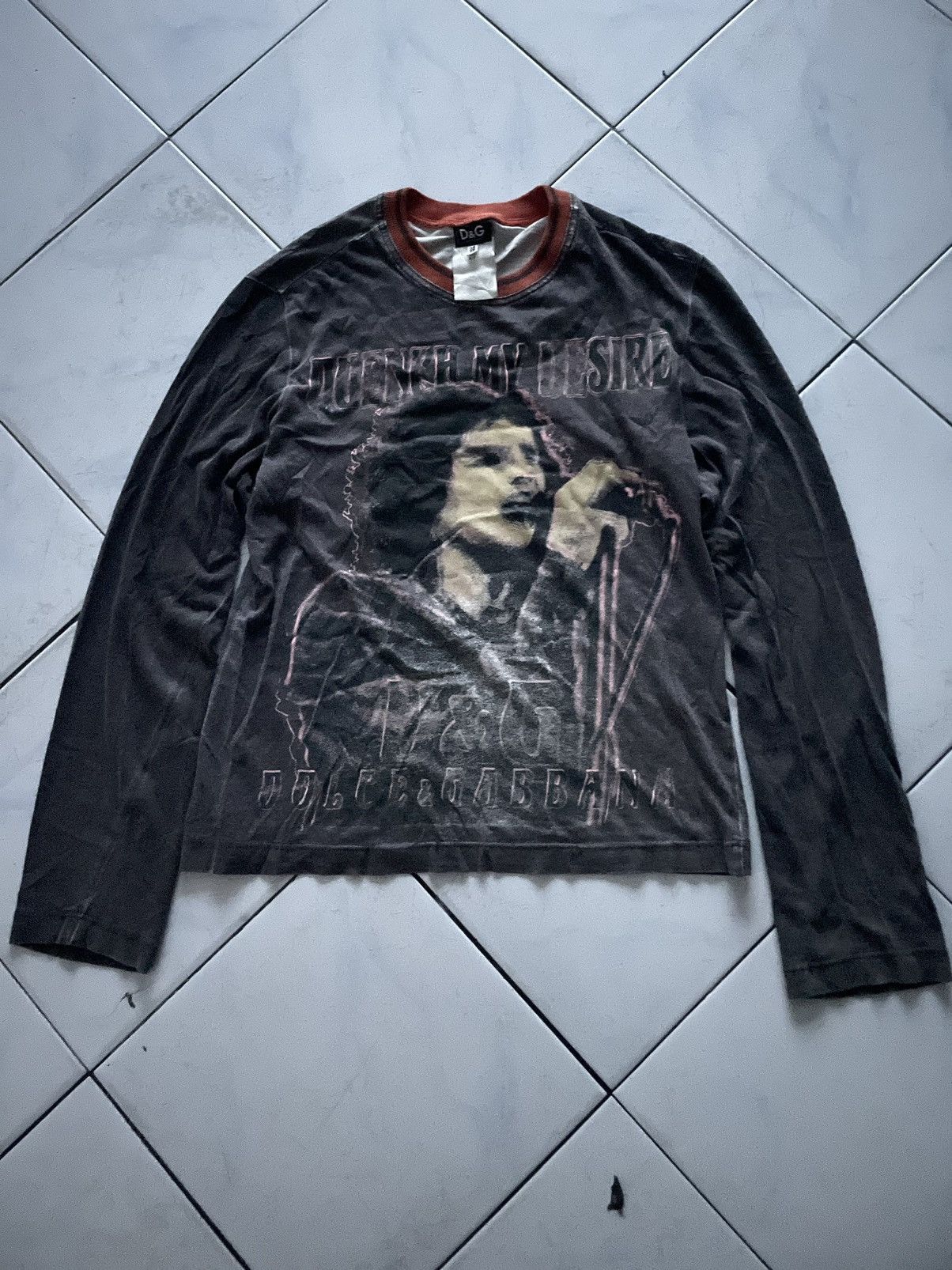 image of Archival Clothing x Band Tees D&g Sleeve "quench My Desire" in Grey, Men's (Size Medium)