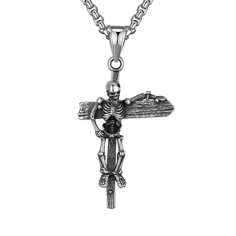 Jewelry Cross Choker Skull Necklace Size ONE SIZE - 1 Thumbnail