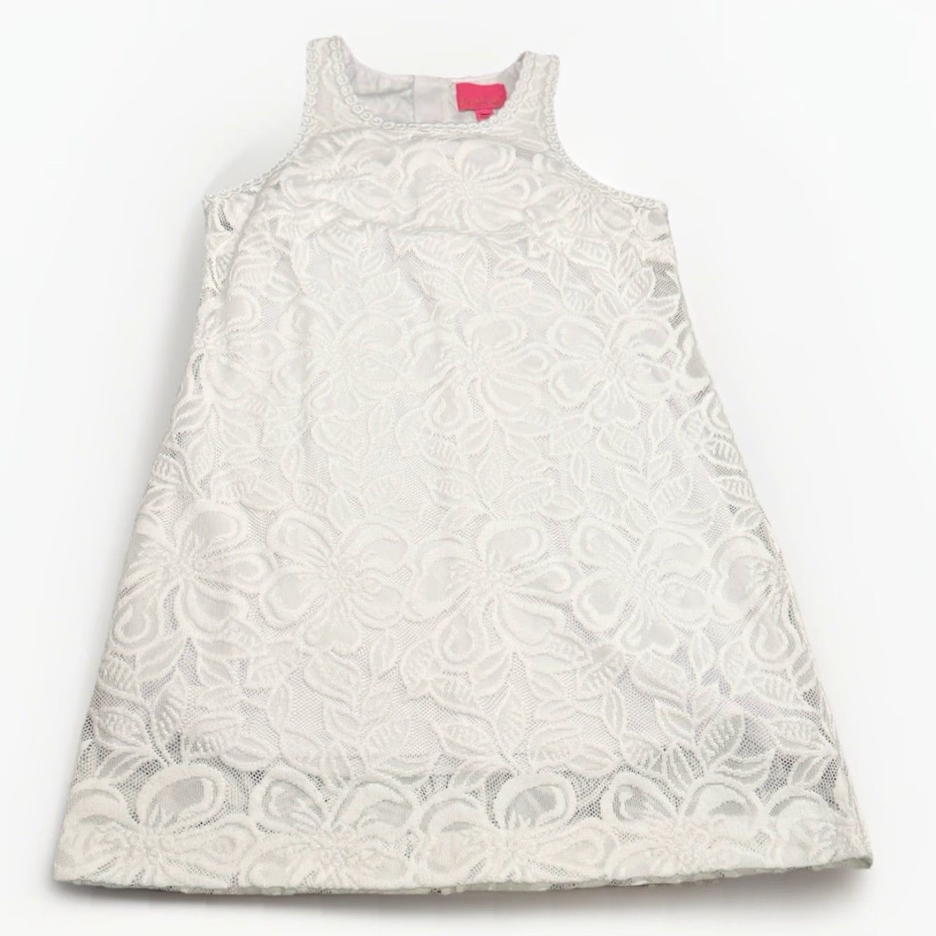 Lilly Pulitzer Lilly Pulitzer MARQUETTE SHIFT DRESS Resort White Wildflower Stripe Lace L Womens Knee Length Fit & Flare Polyester Lace Dress Size L / US 10 / IT 46 - 2 Thumbnail