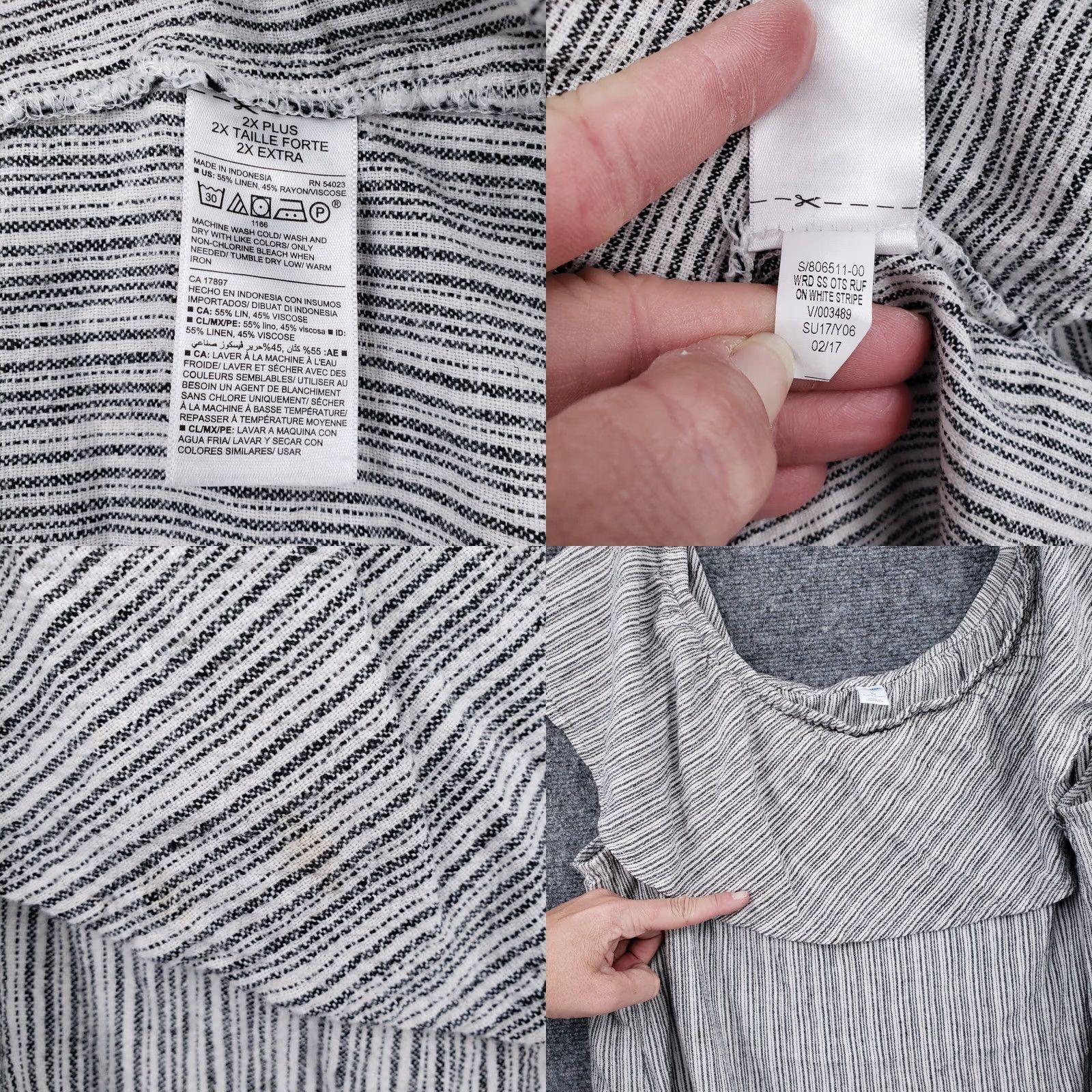 Old Navy Old Navy Dress Womens 2X Plus White Striped Shift Mini Linen Off Shoulder A-Line Dress Size XXL / US 16-18 / IT 52-54 - 8 Thumbnail