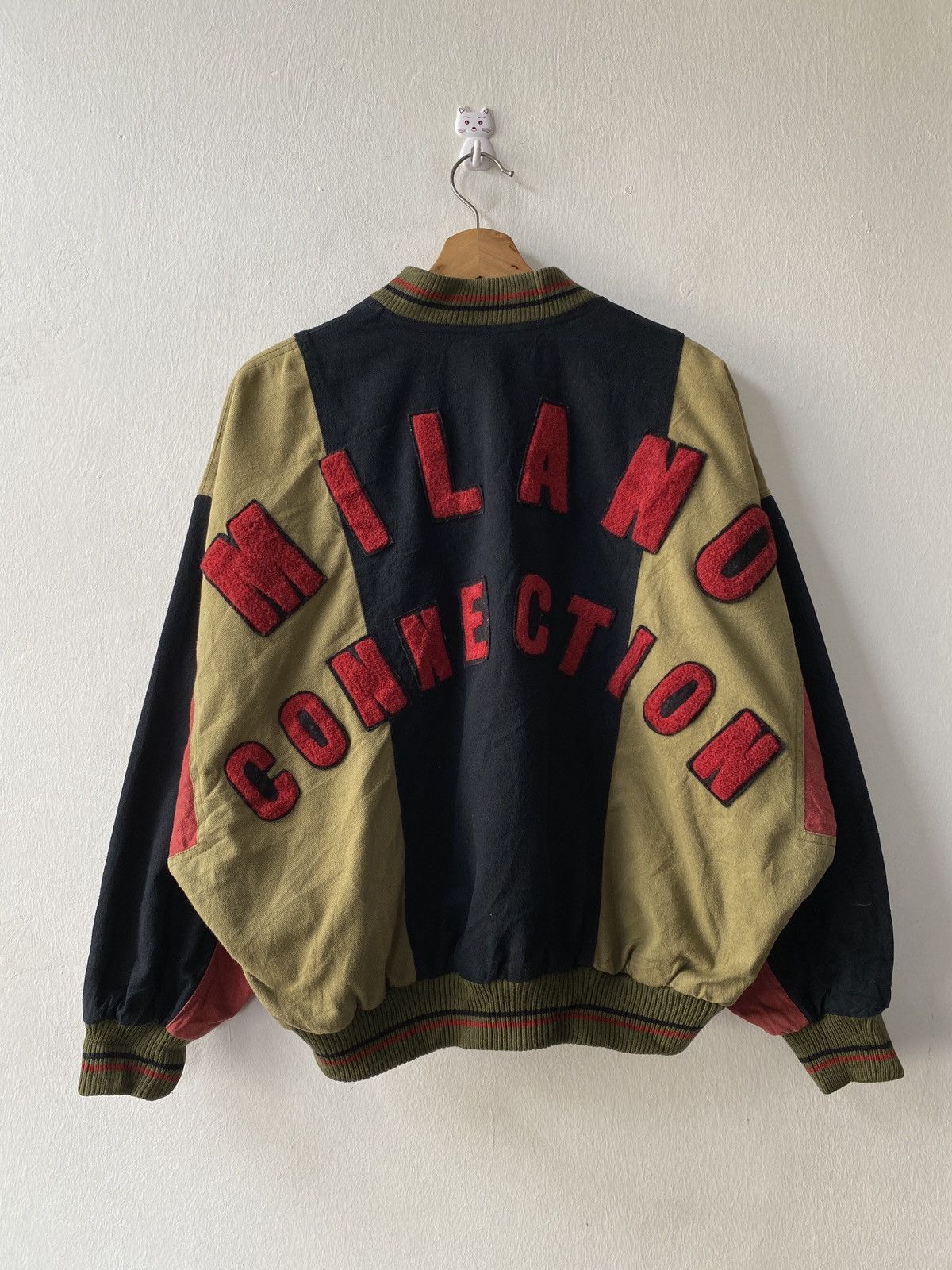 image of Bomber Jacket x Milano Uomo Milano Connection Baggy Design Jacket in Black/Red (Size Large)