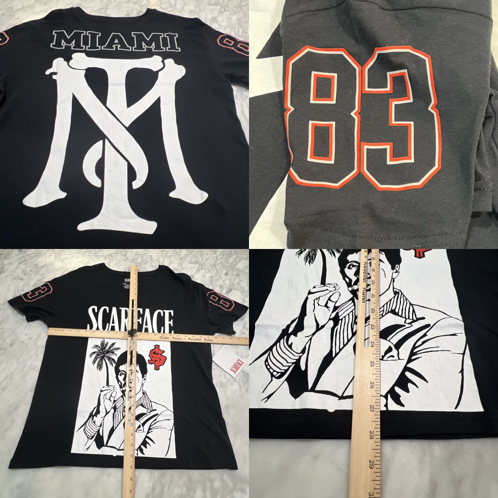 Vintage Scarface Tony Montana Graphic T-Shirt Men M ‘83 On Sleeves Miami Back NWT Shirt Men M Black Graphic Print 80s Movie Tony Montana NWT Size US M / EU 48-50 / 2 - 8 Thumbnail