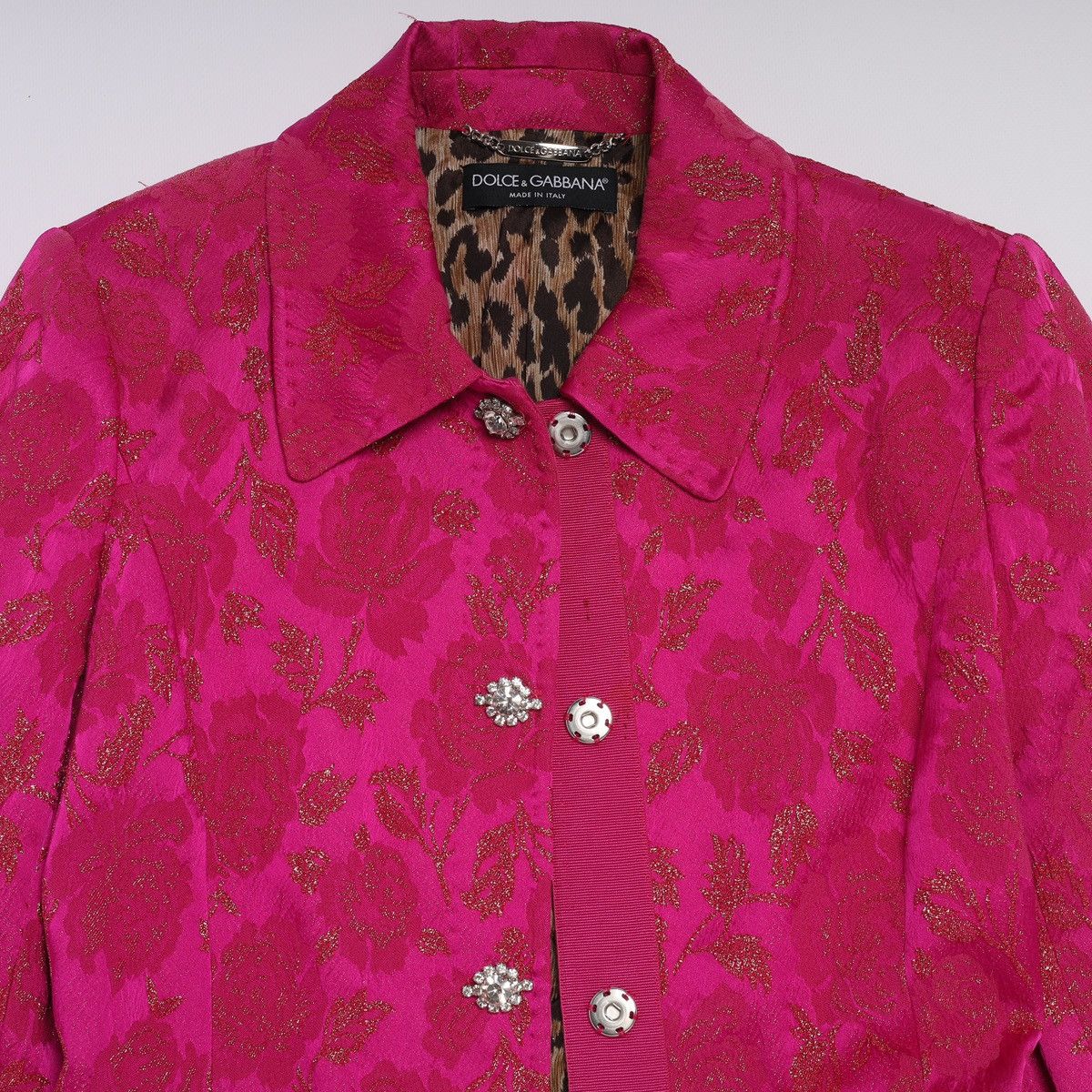 Dolce & Gabbana Dolce Gabbana Tuxedo Jacquard Blazer Silk Pink Jacket Flower Size XS / US 0-2 / IT 36-38 - 6 Thumbnail