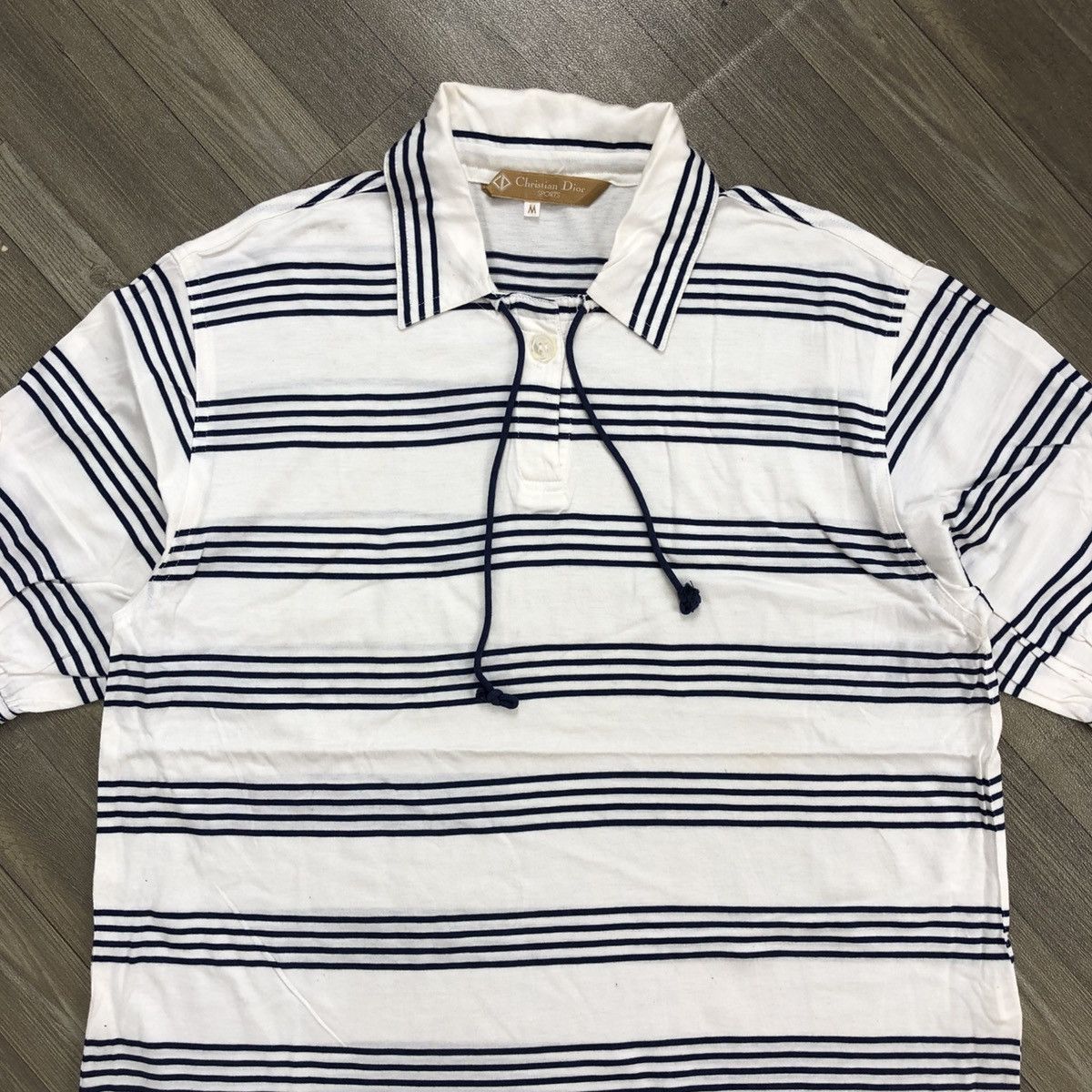 Dior × Vintage Vintage 80s Christian Dior Sport Luxury Striped Polo Shirt Size US M / EU 48-50 / 2 - 2 Thumbnail