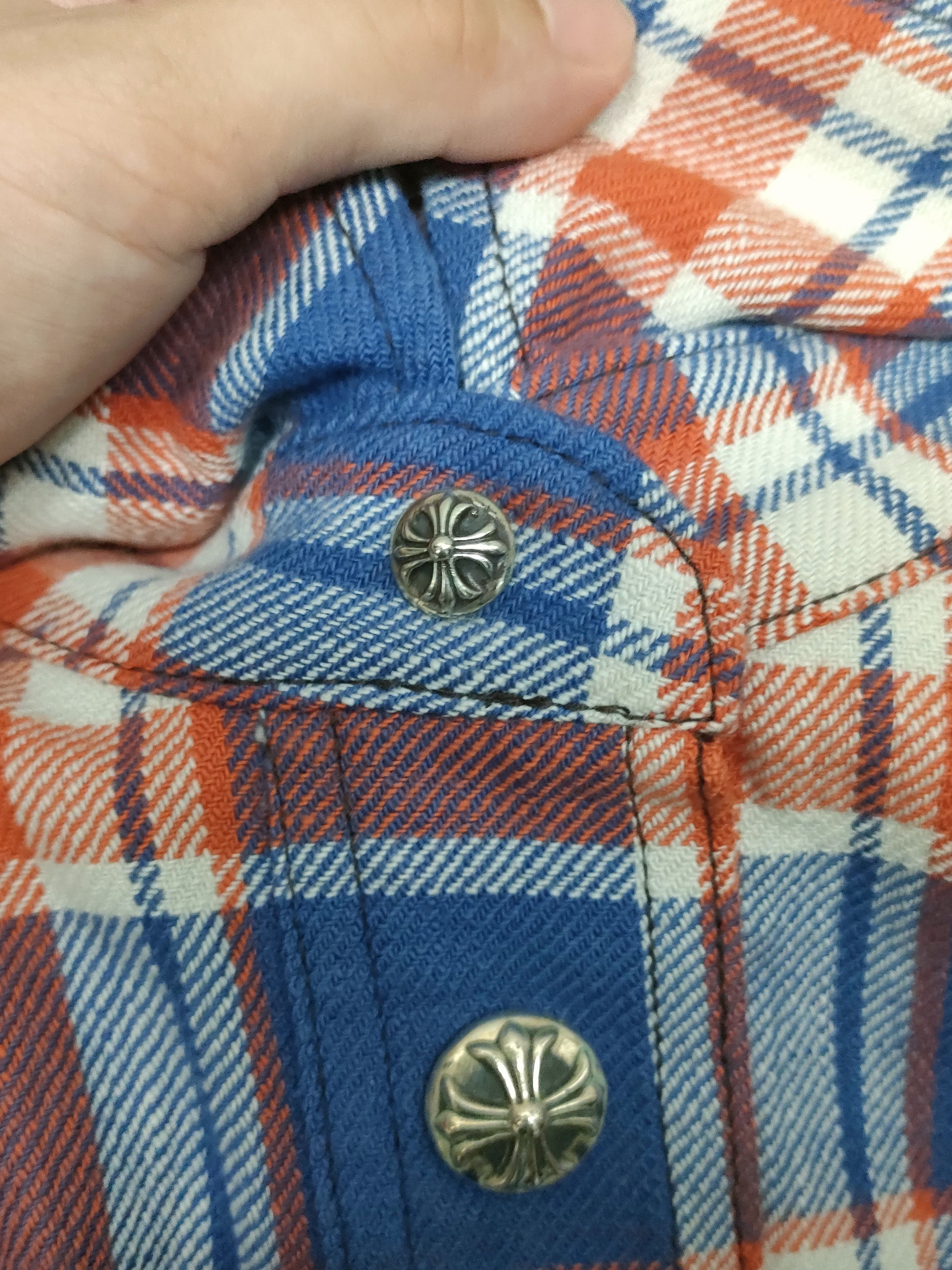 Chrome Hearts Chrome Hearts Blue & Red Plaid Cropped Flannel Shirt Jacket Size US S / EU 44-46 / 1 - 4 Thumbnail