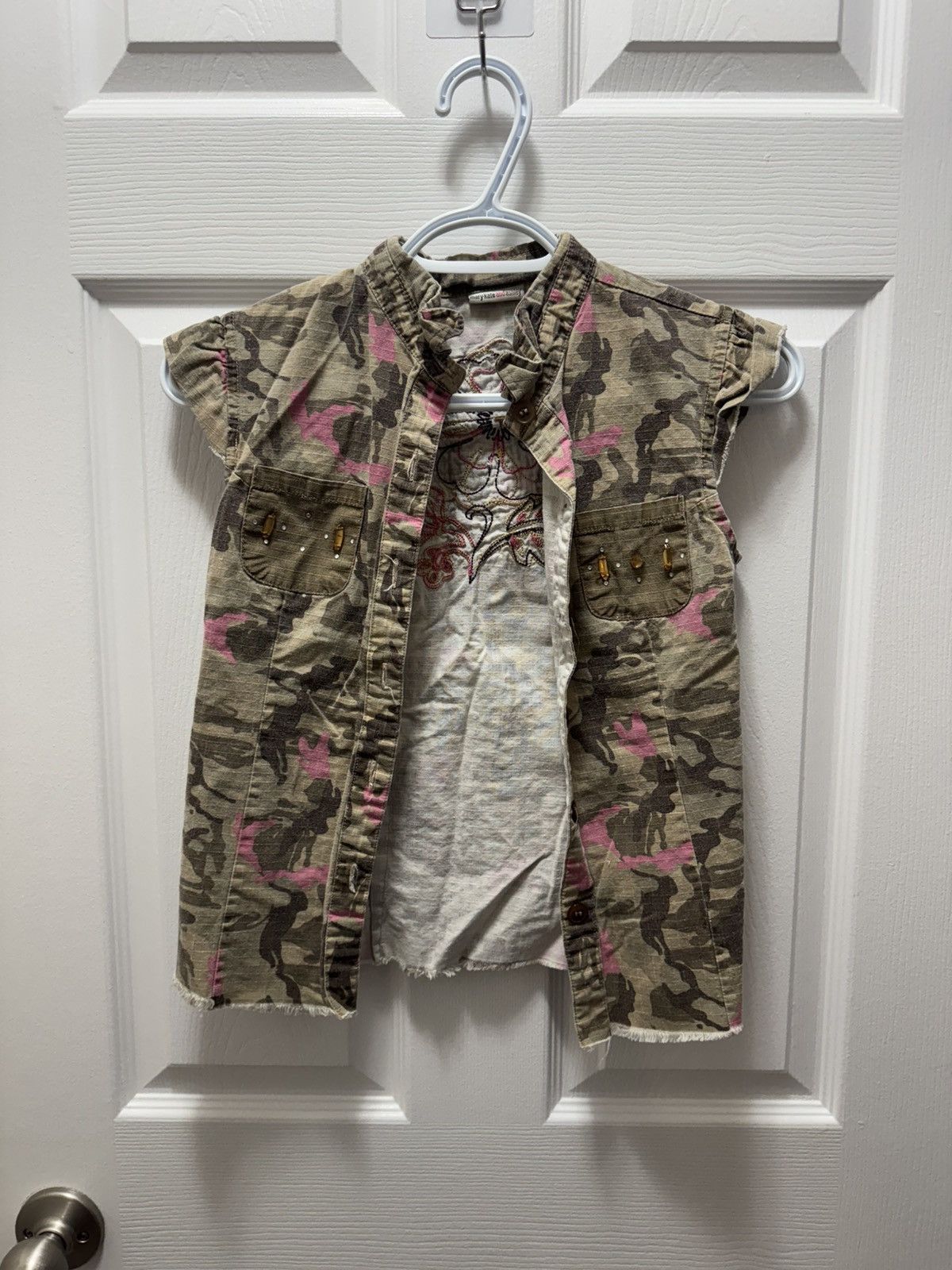 Vintage Mary-kate and Ashley Vintage Camo Vest Pink Flower Y2K Size S / US 4 / IT 40 - 5 Thumbnail