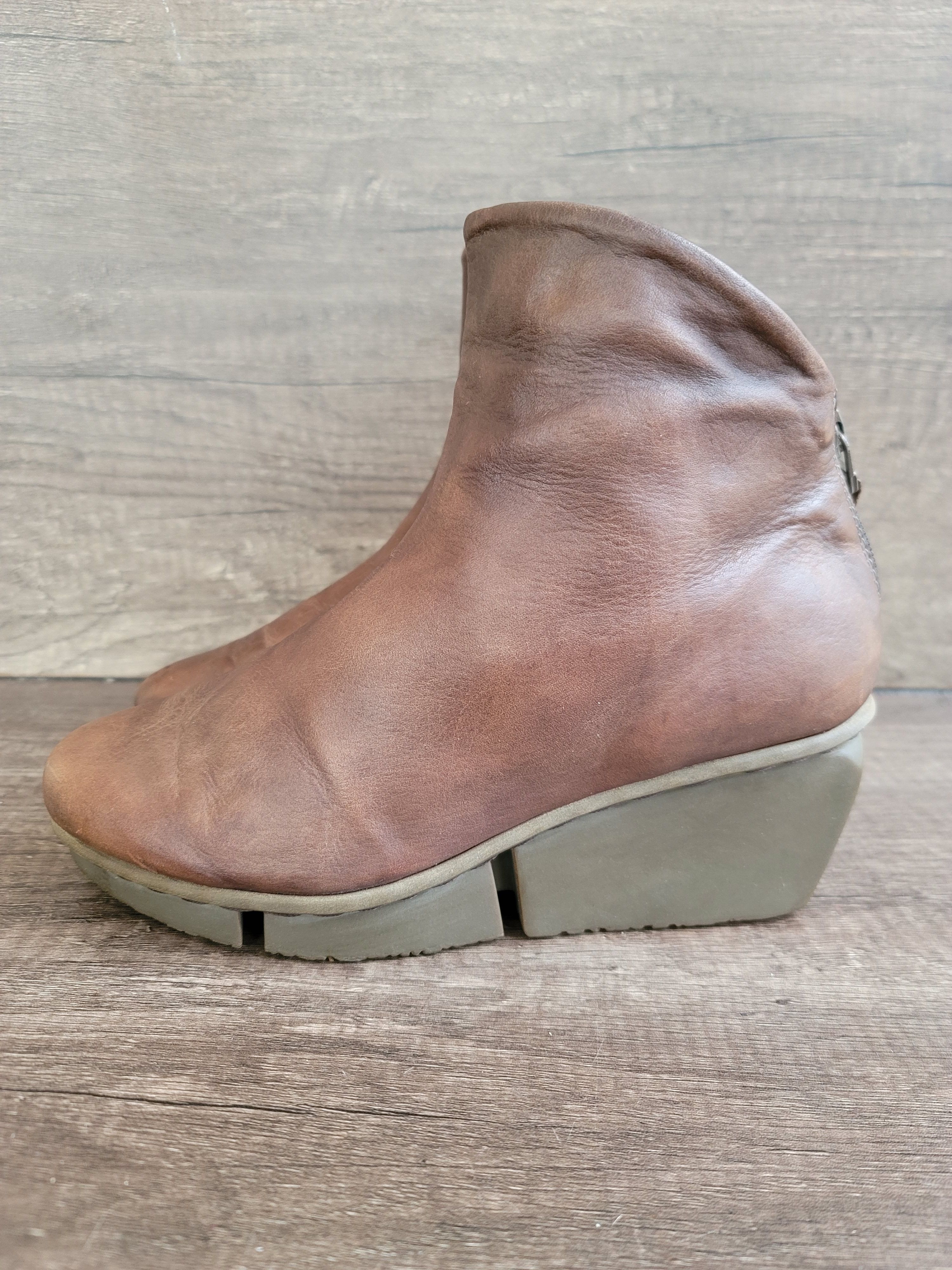 Trippen Trippen Brown Leather Platform Ankle Boots Sz 37 US 6.5-7. Size US 7 / IT 37 - 3 Thumbnail