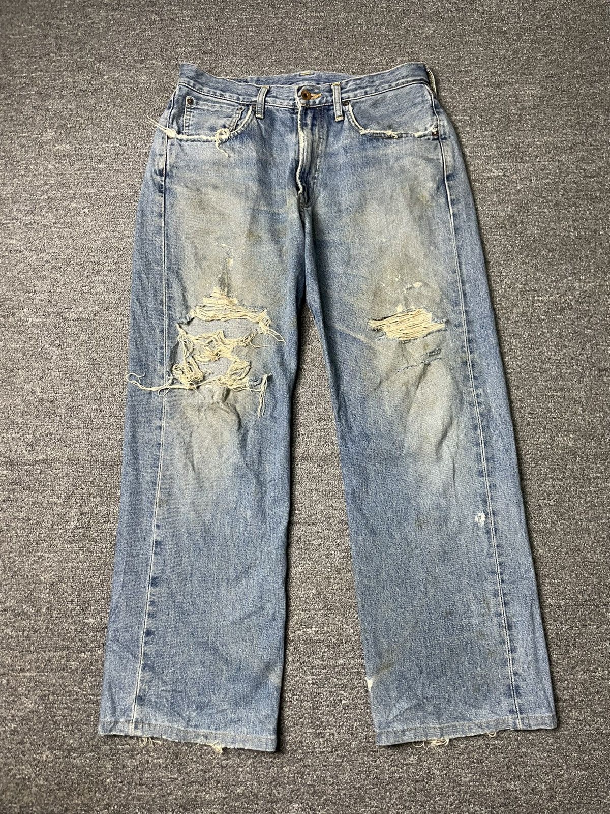 Edwin Vintage EDWIN Selvedge Distressed Jeans (83) Size US 32 / EU 48 - 1 Thumbnail
