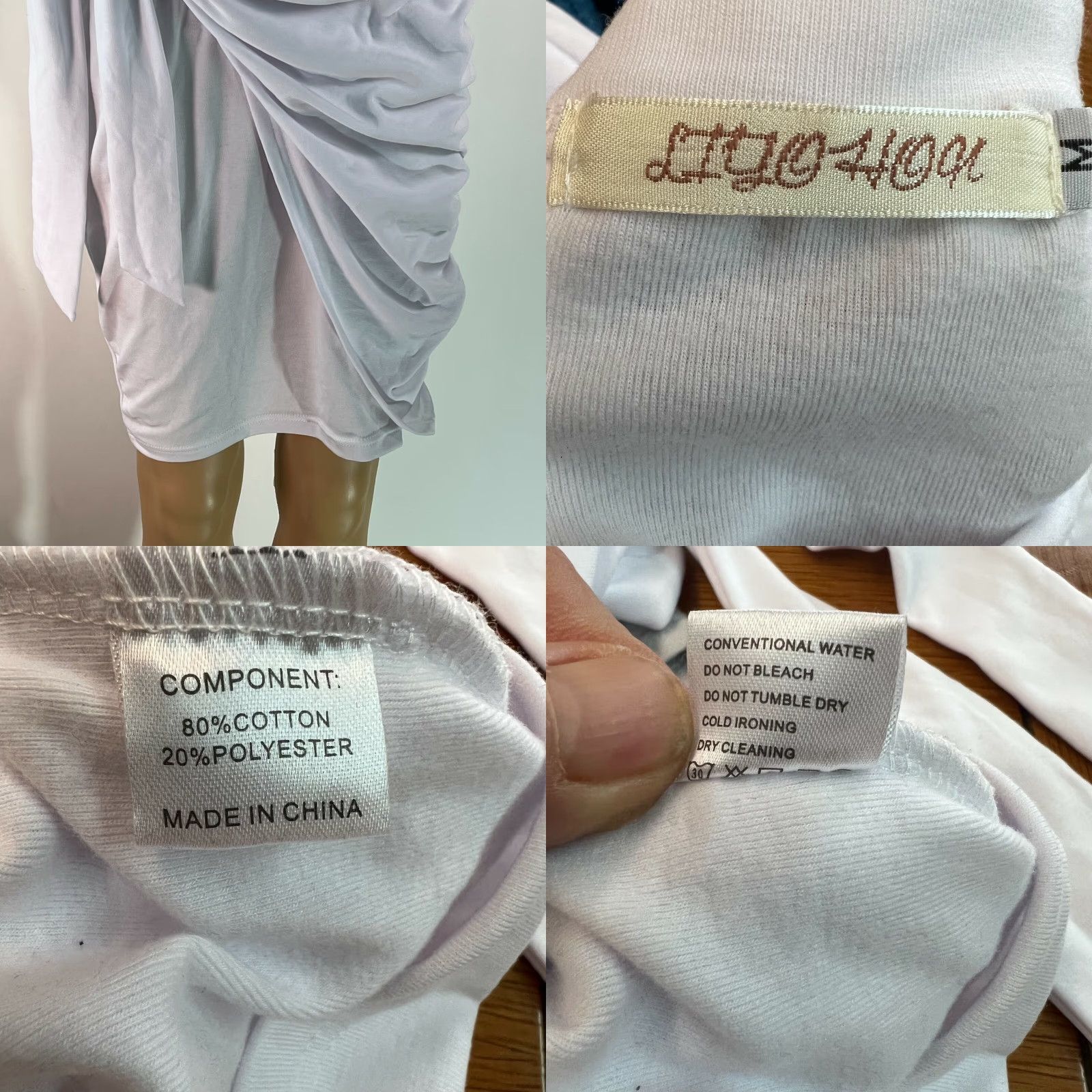 Vintage Liyo Hon White Bodycon Dress Sleeveless Tie Waist Crew Neck Women M Dress Size M / US 6-8 / IT 42-44 - 8 Thumbnail